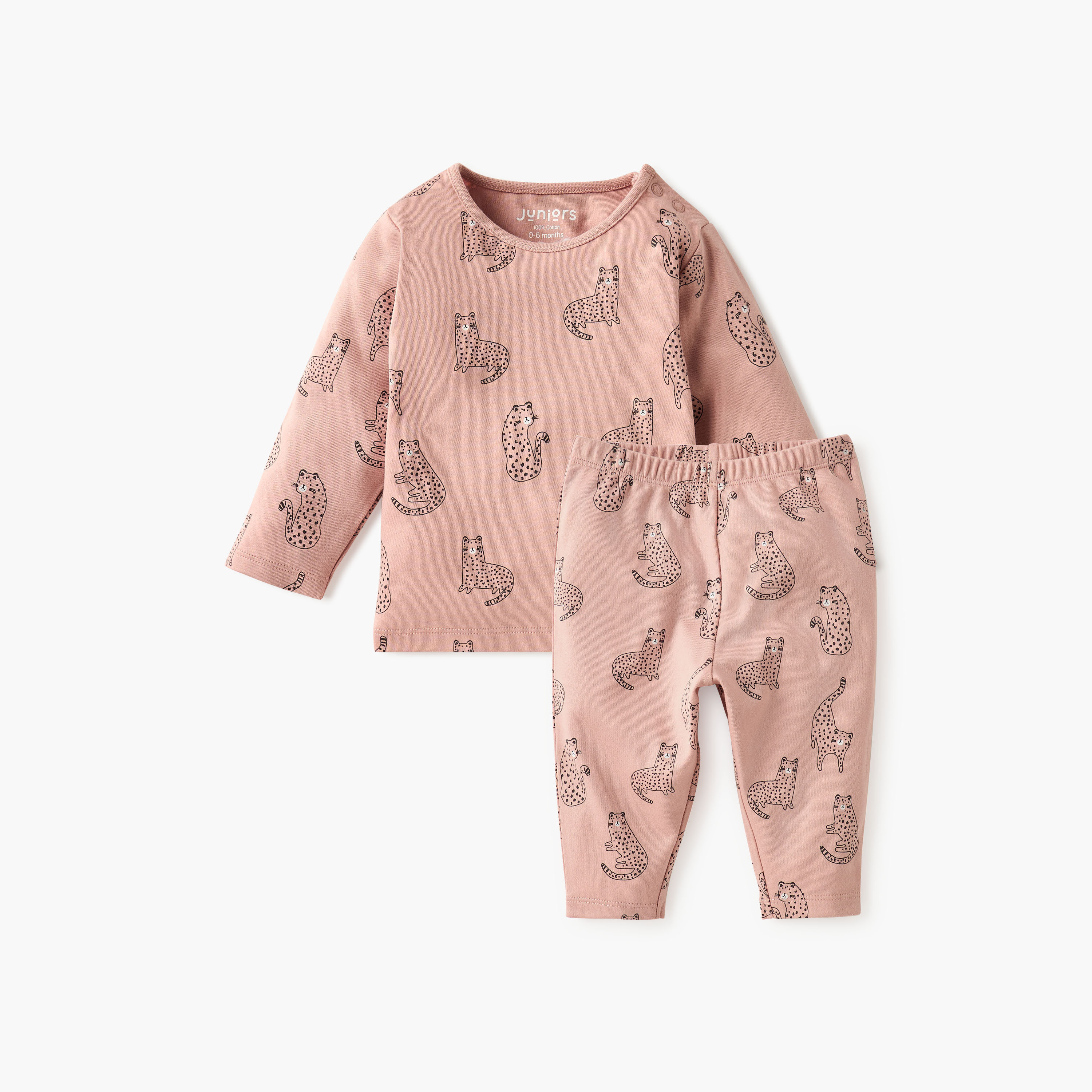 Juniors Pyjama Set with Bear Print - Cotton - Long Sleeves - Round Neck-baby-boys-clothing-nightwear-pyjamasets-image-2