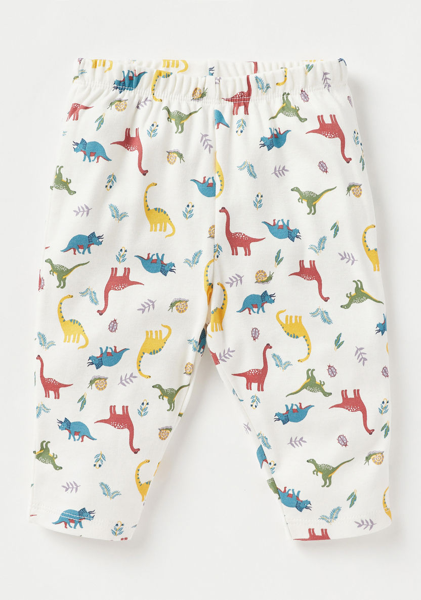 Juniors All-Over Dinosaur Print Long Sleeves T-shirt and Elasticated Pyjama Set-Pyjama Sets-image-2