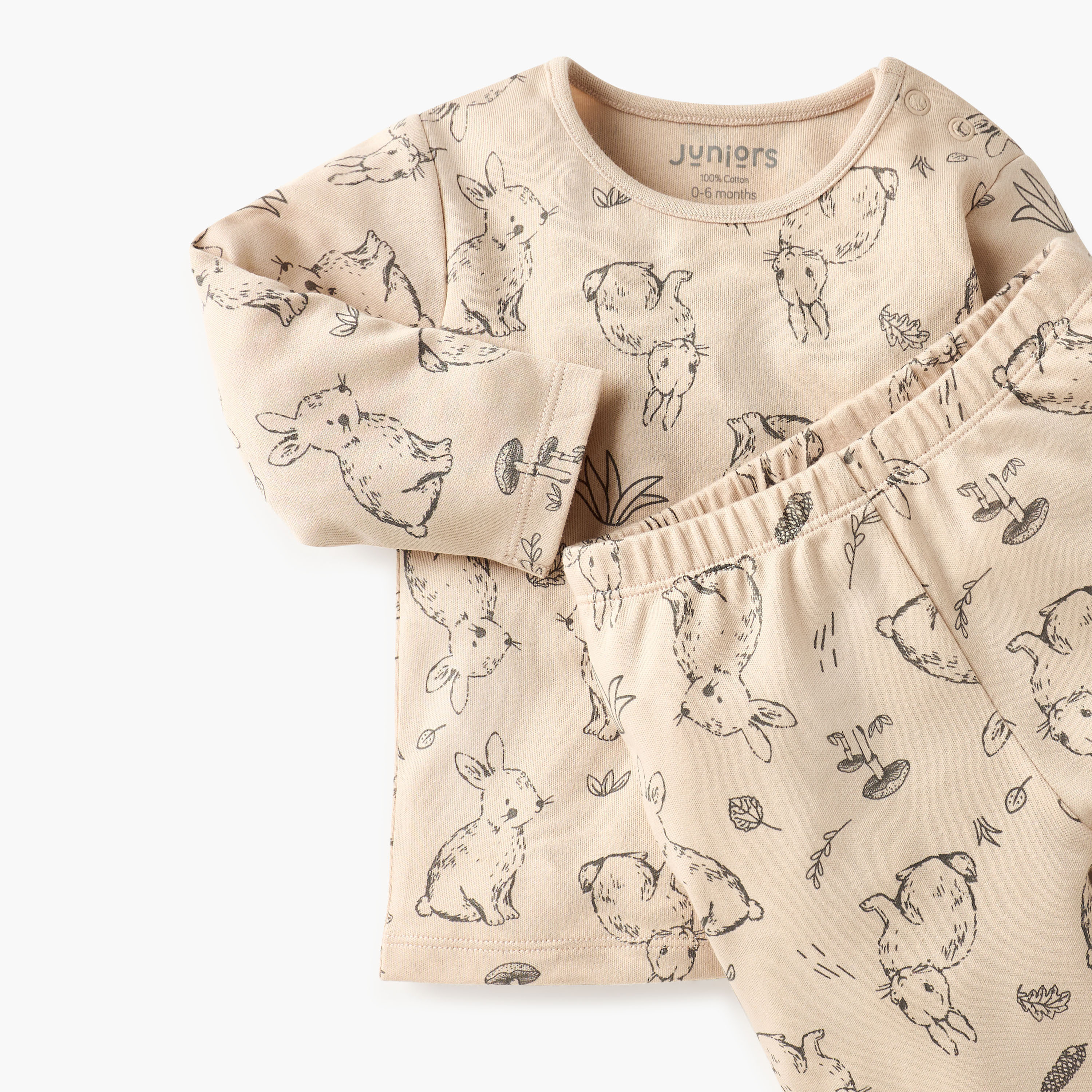 Juniors Bunny Print T-shirt and Pyjama Set-baby-girls-clothing-nightwear-pyjamasets-image-5
