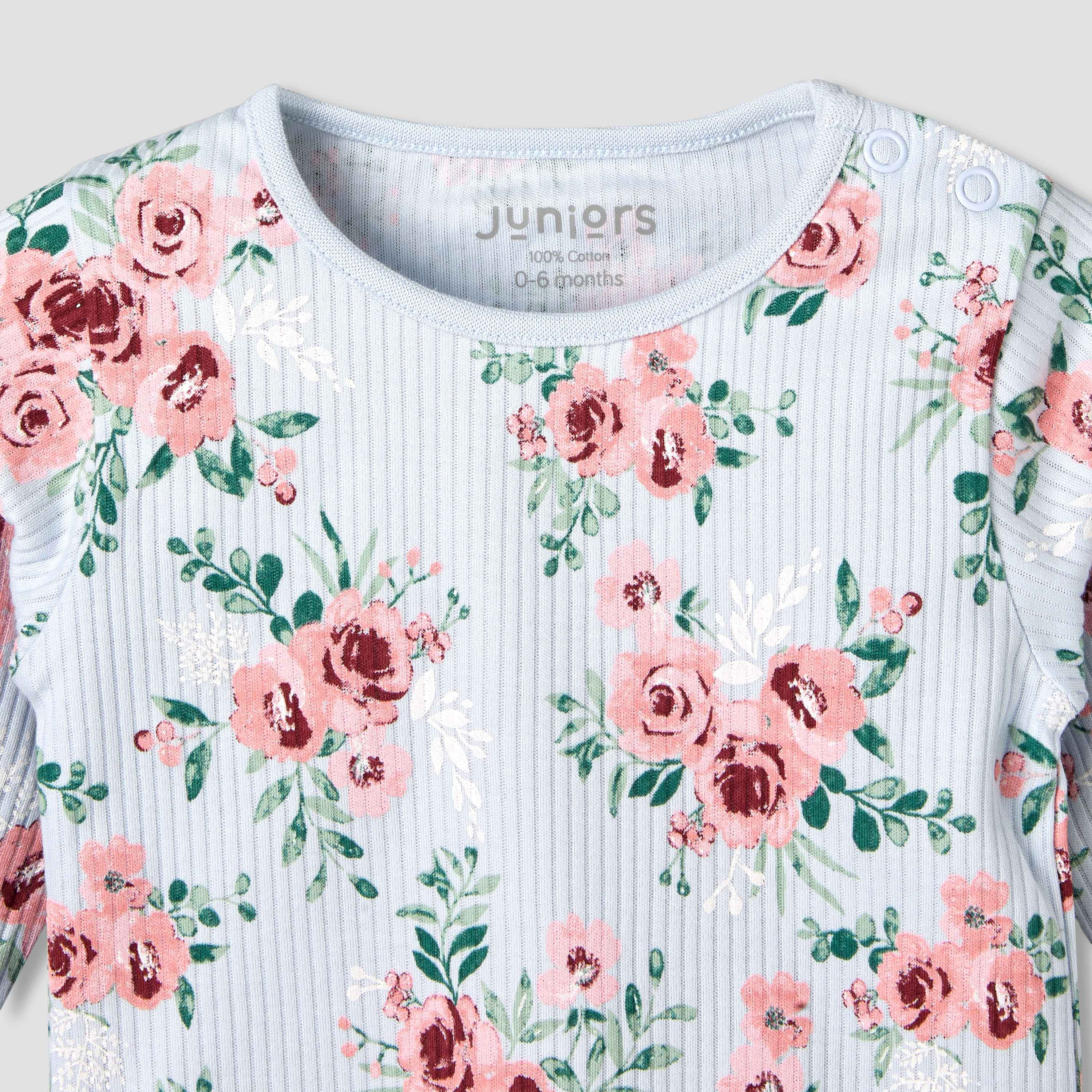 Juniors Cotton Long Sleeves Pyjama Set with Floral Print-baby-girls-clothing-nightwear-pyjamasets-image-5