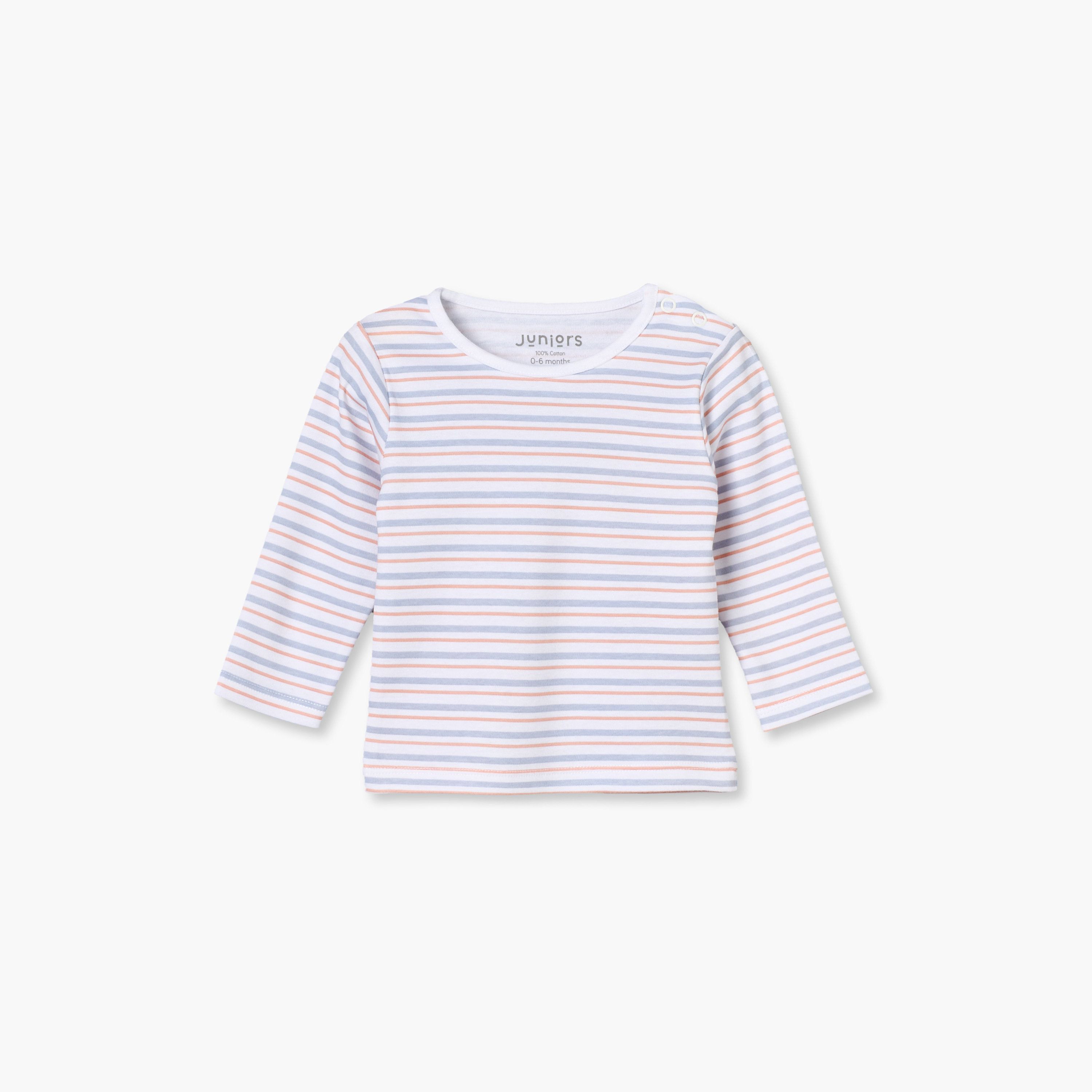 طقم بيجاما قطن مخطط بأكمام طويلة وياقة ضيقة من جونيورز-baby-boys-clothing-nightwear-pyjamasets-image-3