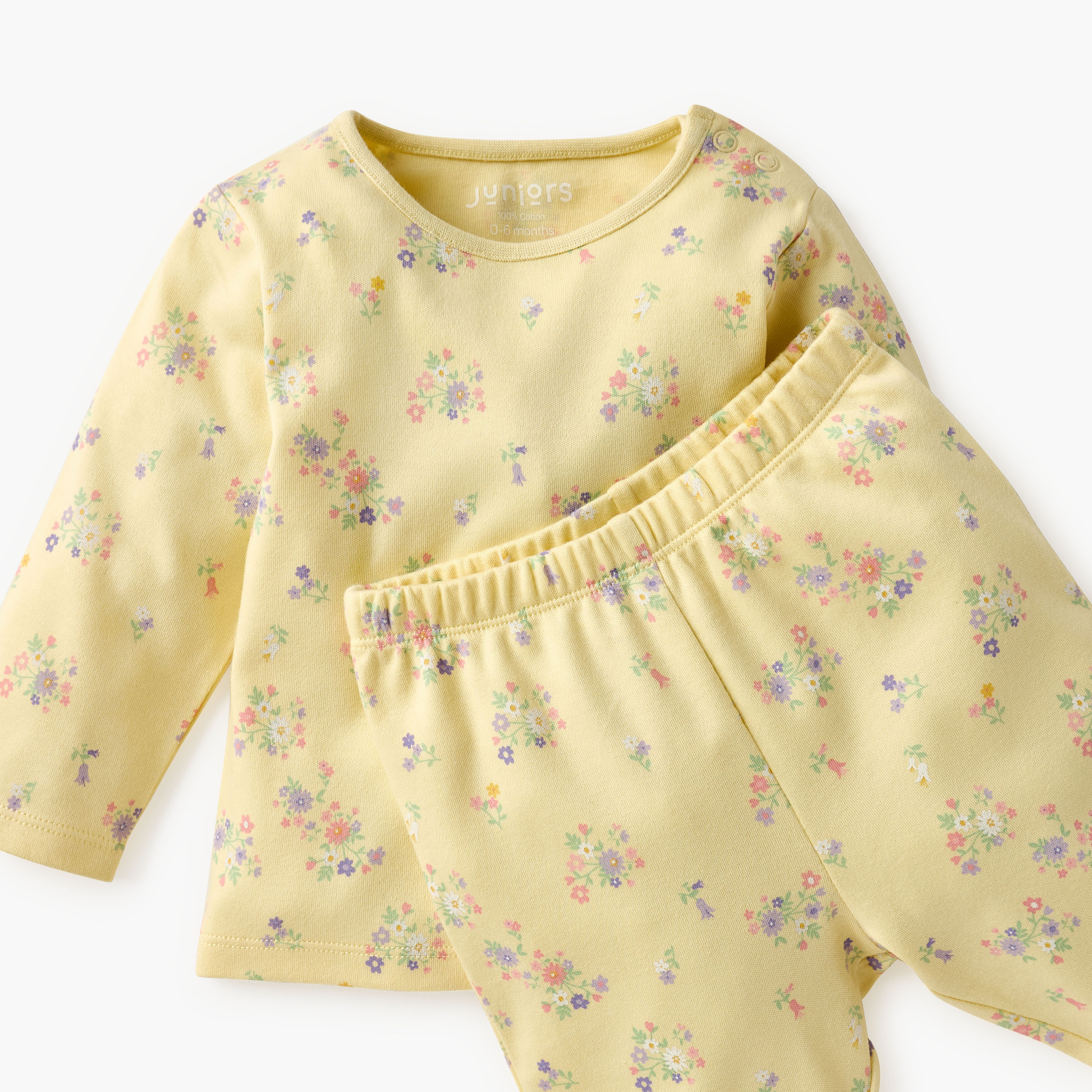 Juniors Embroidered T-shirt and Printed Pyjama Set-baby-girls-clothing-nightwear-pyjamasets-image-4