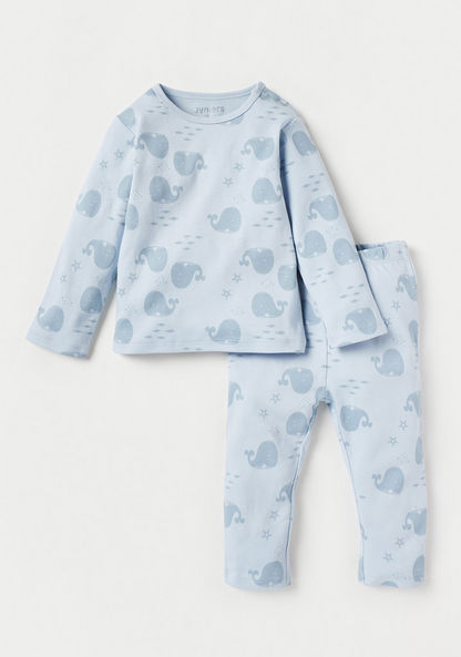 Juniors Dolphin Print T-shirt and Pyjama Set-Pyjama Sets-image-0