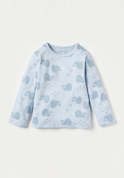 Juniors Dolphin Print T-shirt and Pyjama Set-Pyjama Sets-image-1