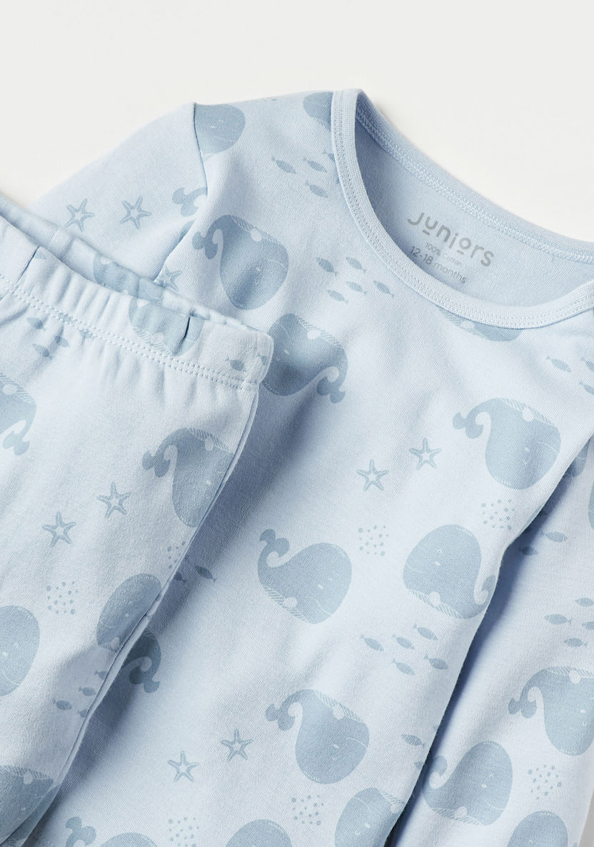 Juniors Dolphin Print T-shirt and Pyjama Set-Pyjama Sets-image-3