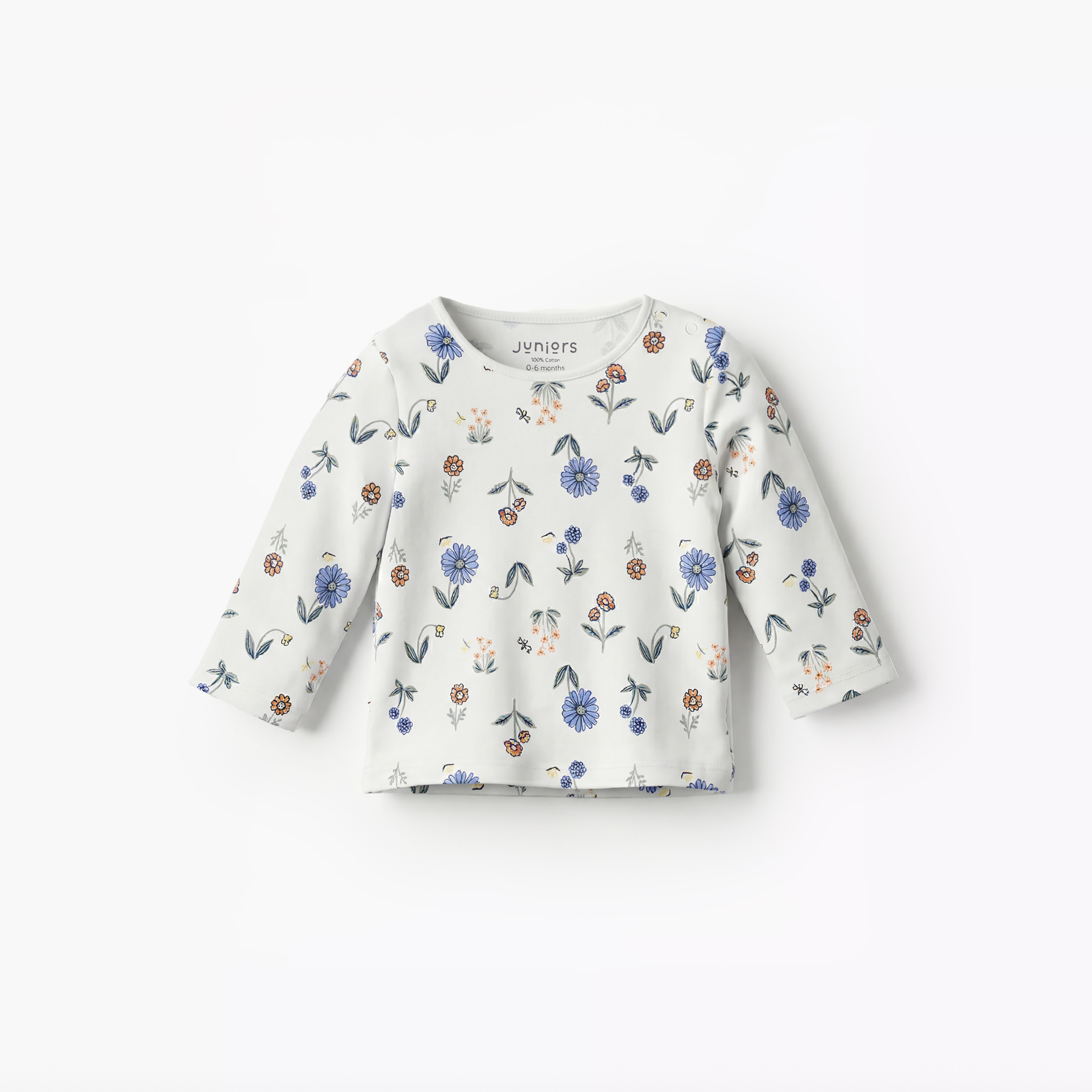 Juniors Cotton Round Neck Long Sleeves Pyjama Set with Floral Print-baby-girls-clothing-nightwear-pyjamasets-image-3