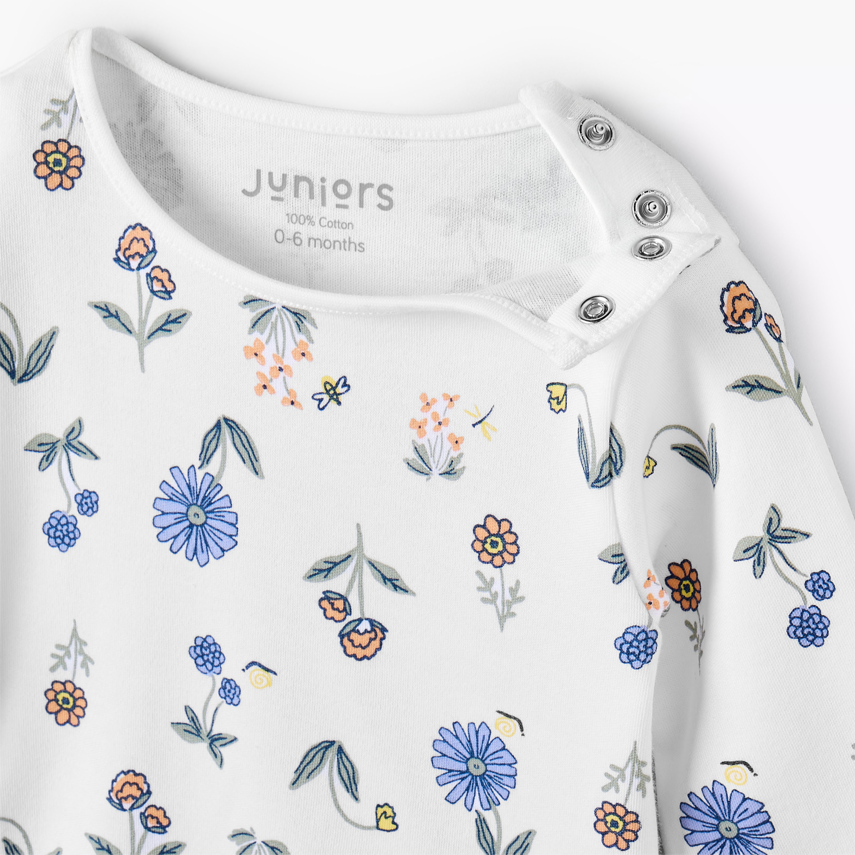 Juniors Cotton Round Neck Long Sleeves Pyjama Set with Floral Print-baby-girls-clothing-nightwear-pyjamasets-image-5
