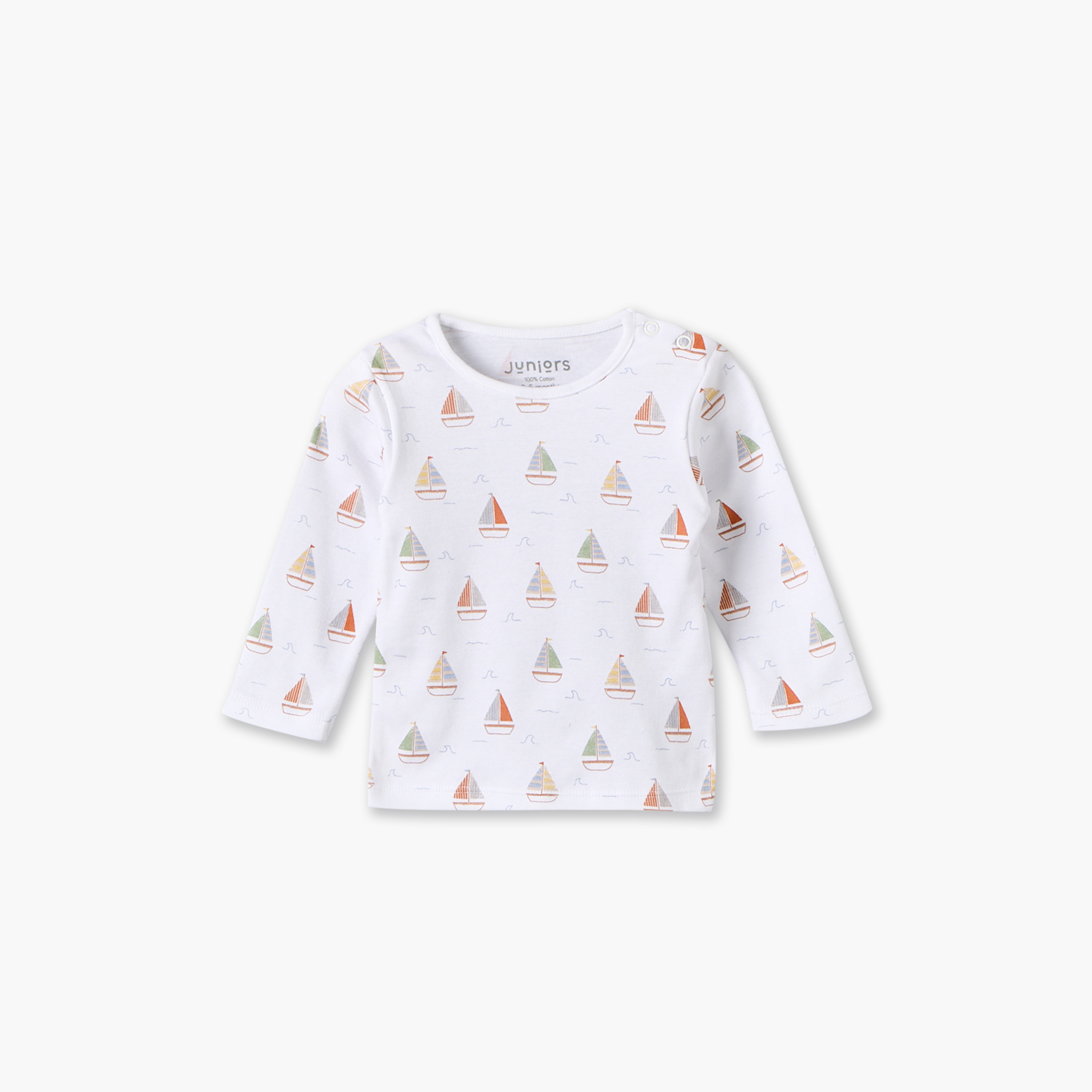 طقم بيجاما قطني بياقة مستديرة وأكمام طويلة بطبعة قارب شراعي من جونيورز-baby-boys-clothing-nightwear-pyjamasets-image-3