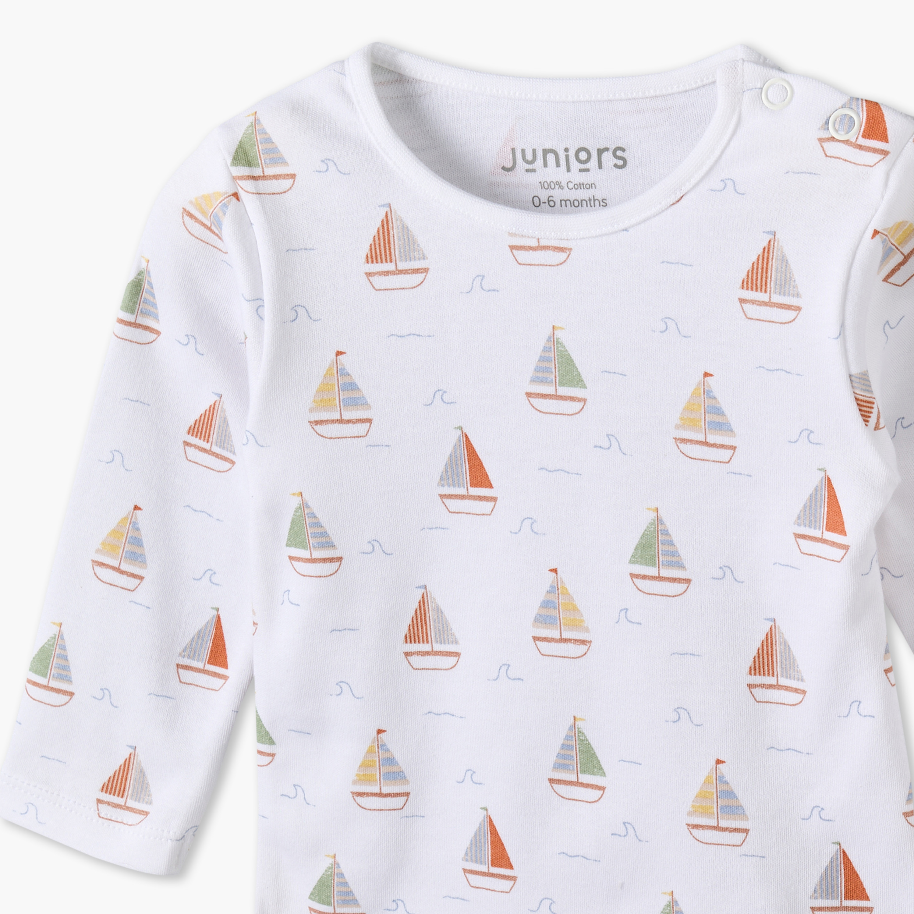 طقم بيجاما قطني بياقة مستديرة وأكمام طويلة بطبعة قارب شراعي من جونيورز-baby-boys-clothing-nightwear-pyjamasets-image-7