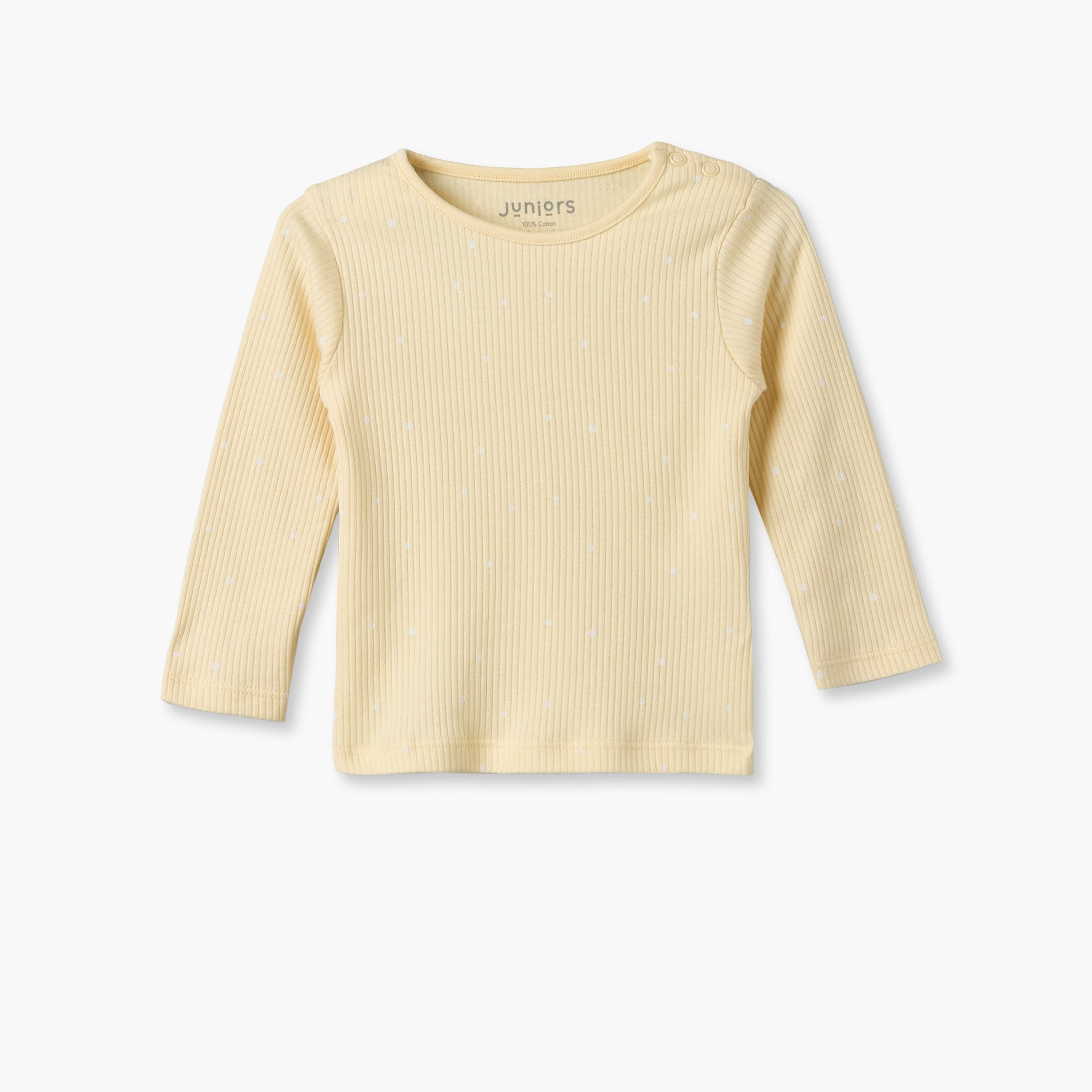Juniors Cotton Crew Neck Long Sleeves Pyjama Set with Polka Dot Print-baby-girls-clothing-nightwear-pyjamasets-image-2