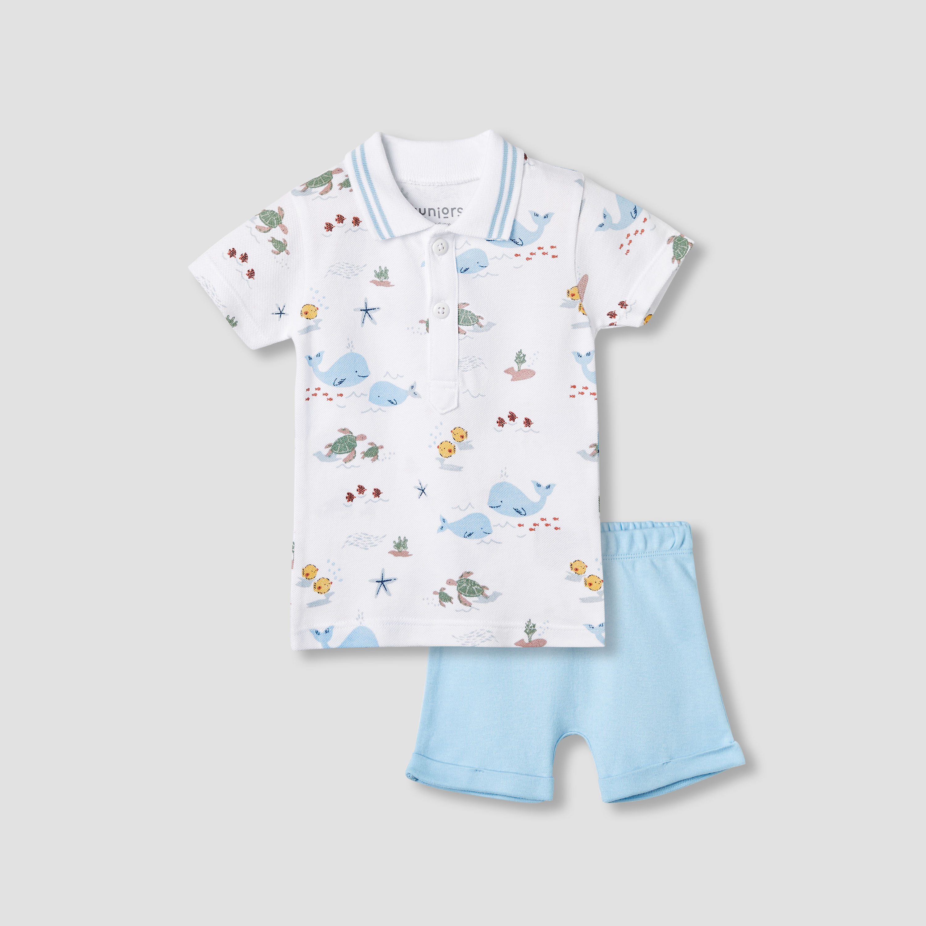 طقم شورت وتيشيرت بولو بطبعات من جونيورز-baby-boys-clothing-setsandcoords-image-1