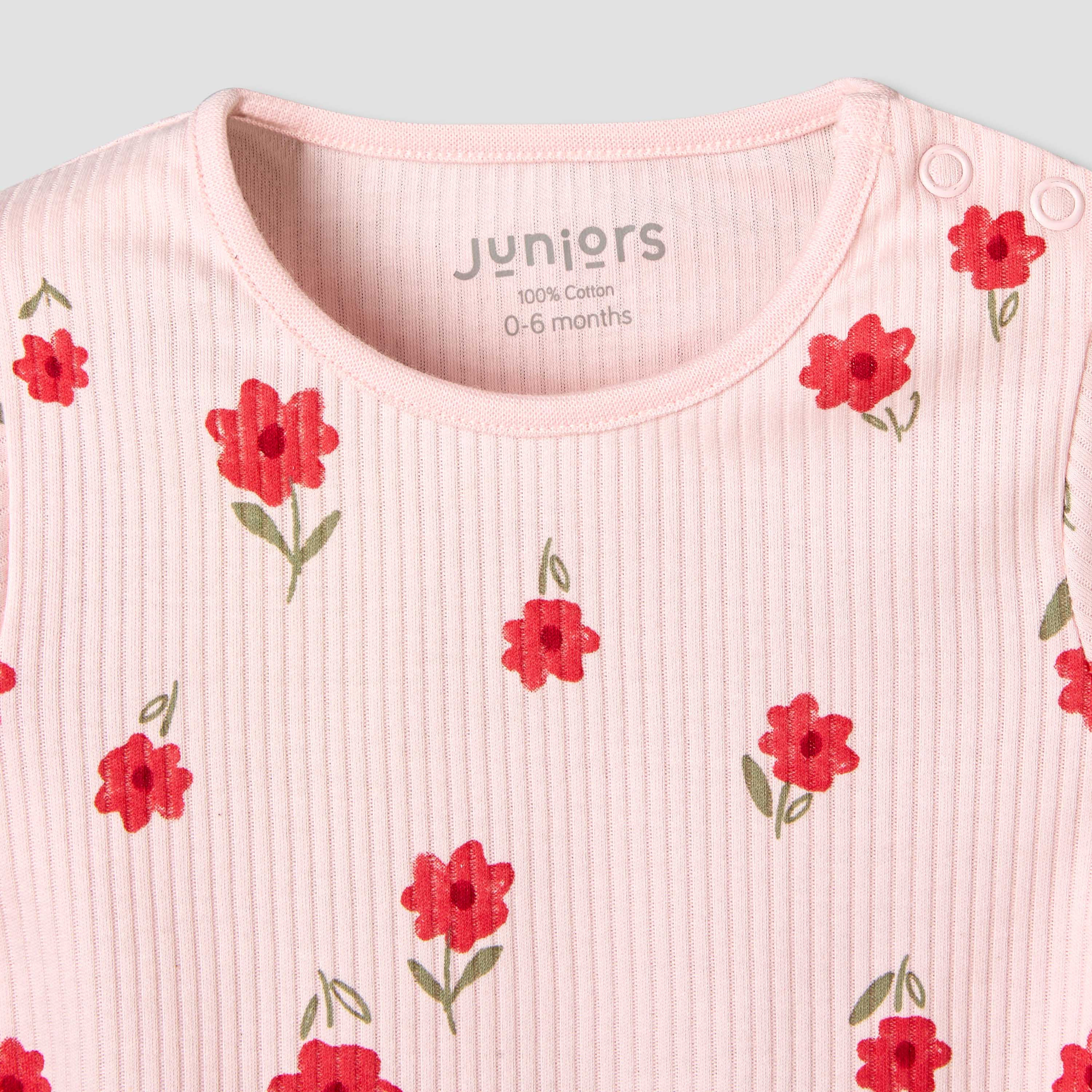 Juniors Cotton Long Sleeves Pyjama Set with Floral Print-baby-girls-clothing-nightwear-pyjamasets-image-5