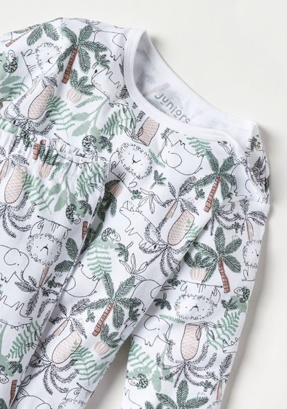 Juniors All-Over Safari Print Long Sleeves T-shirt and Pyjama Set-Pyjama Sets-image-1