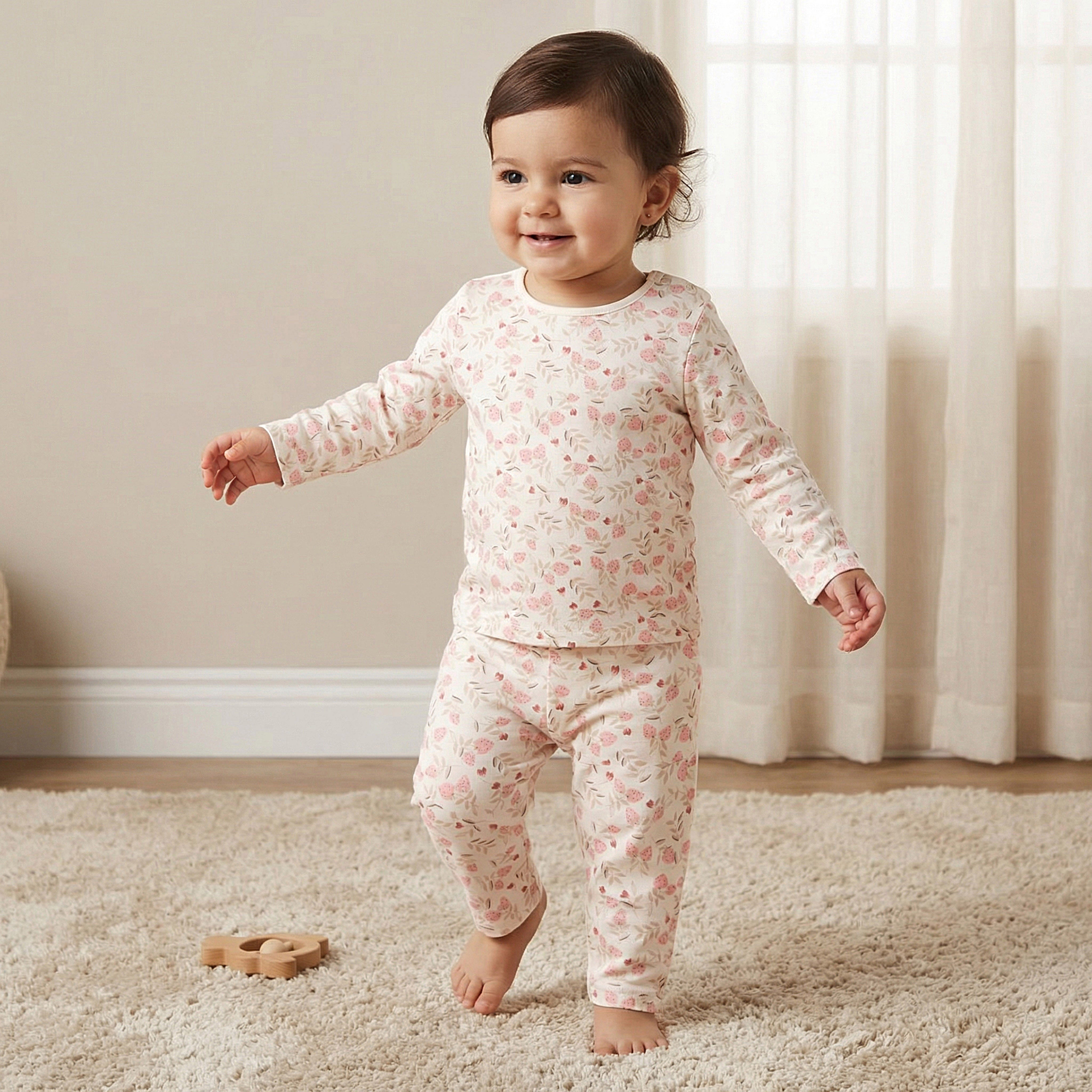 Juniors Cotton Long Sleeves Pyjama Set with Strawberry Print-baby-girls-clothing-nightwear-pyjamasets-image-2