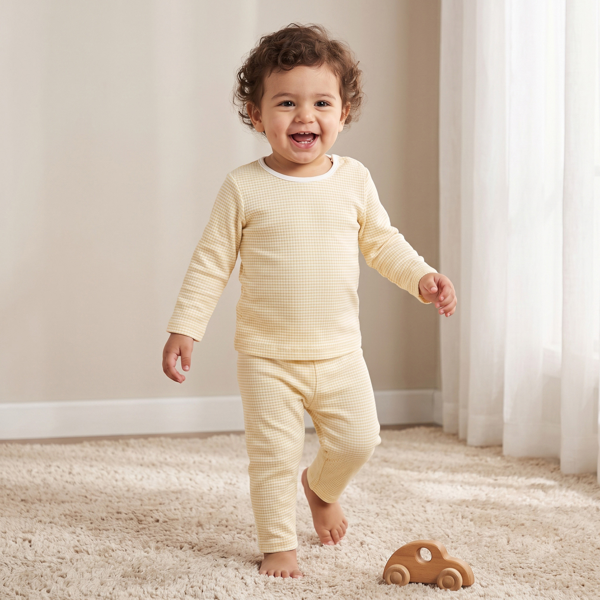 طقم بيجاما قطن بياقة ضيقة وأكمام طويلة وطبعات منقطة من جونيورز-baby-girls-clothing-nightwear-pyjamasets-image-1