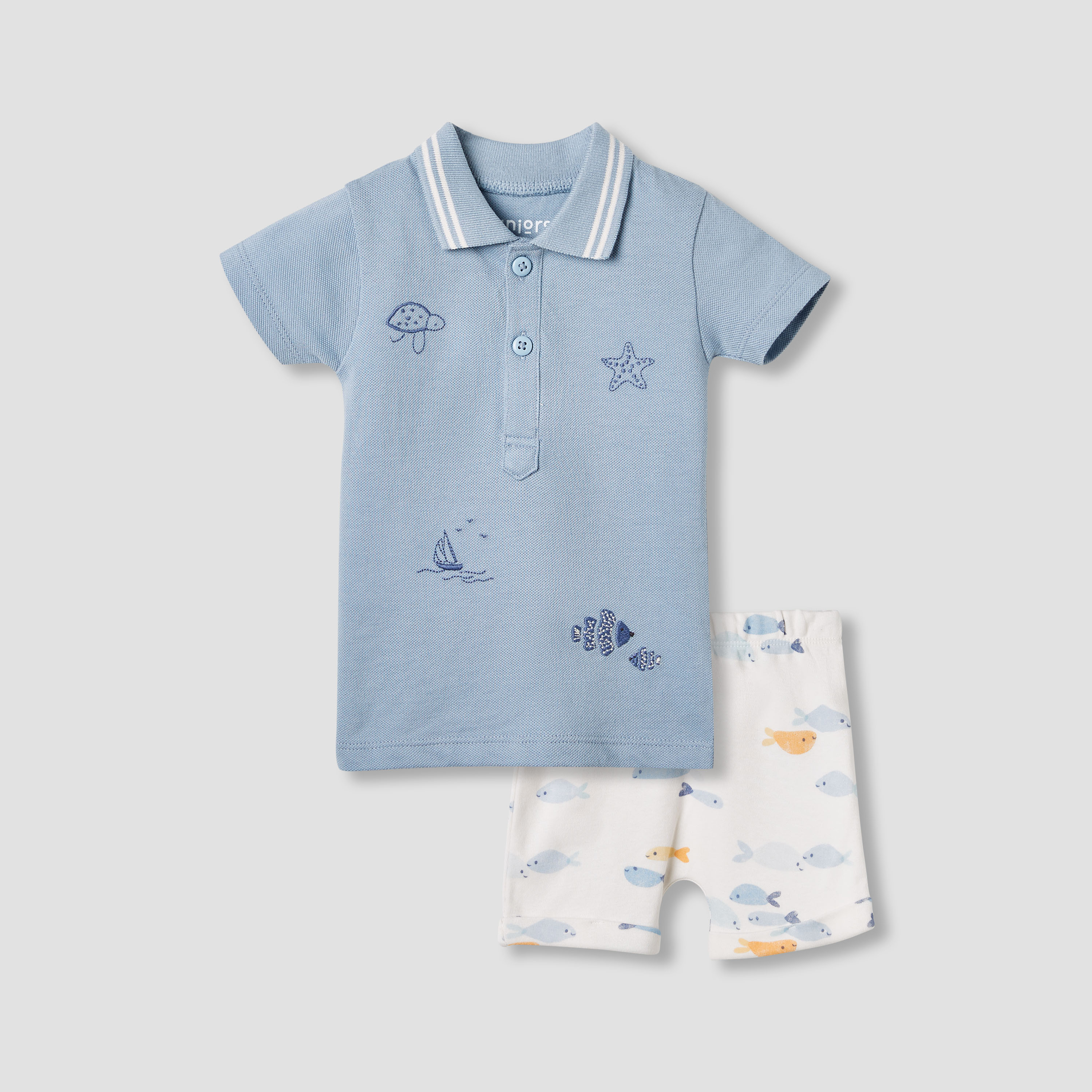 Juniors Embroidered T-shirt and Shorts Set-baby-boys-clothing-setsandcoords-image-1