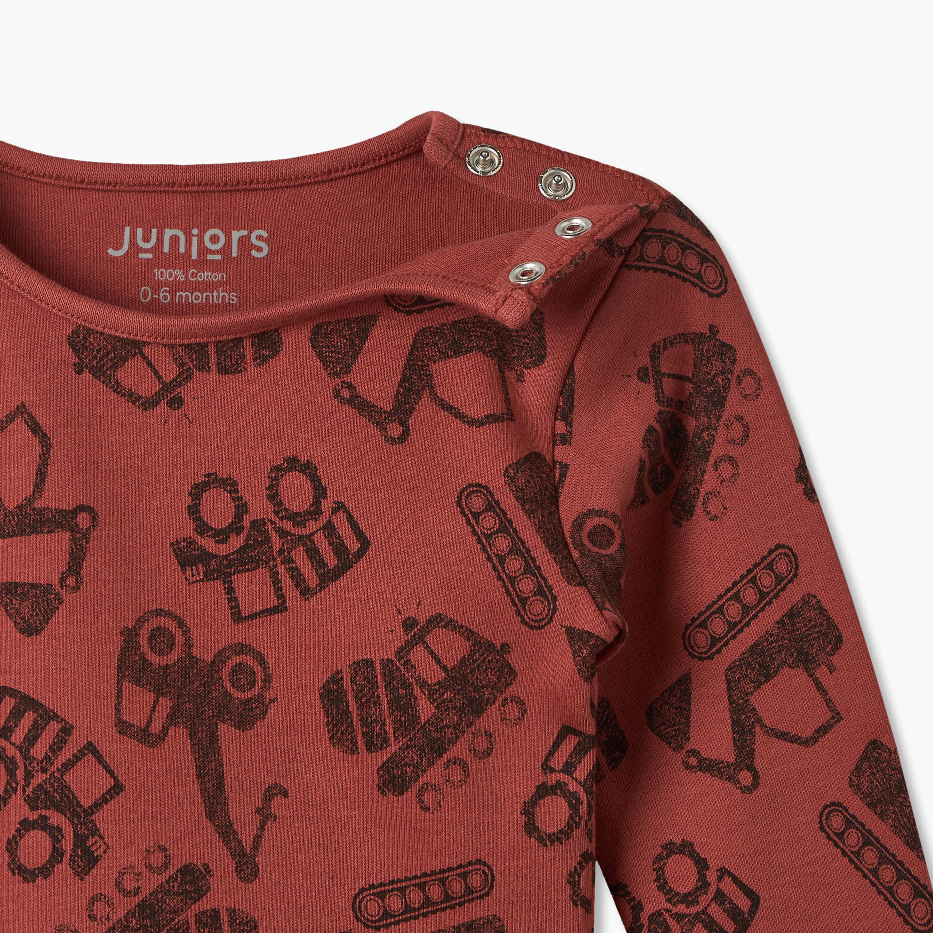 Juniors Cotton Crew Neck Long Sleeves Pyjama Set with Construction Vehicle Print-baby-boys-clothing-nightwear-pyjamasets-image-6