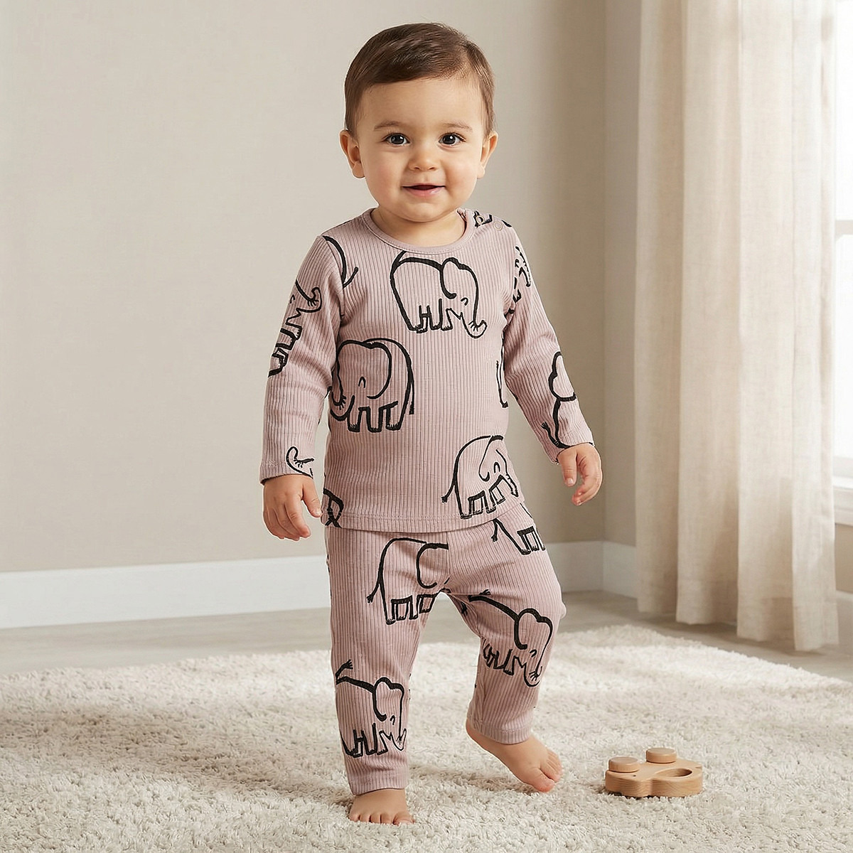 Juniors Cotton Round Neck Long Sleeve Pyjama Set with Elephant Print-baby-boys-clothing-nightwear-pyjamasets-image-2