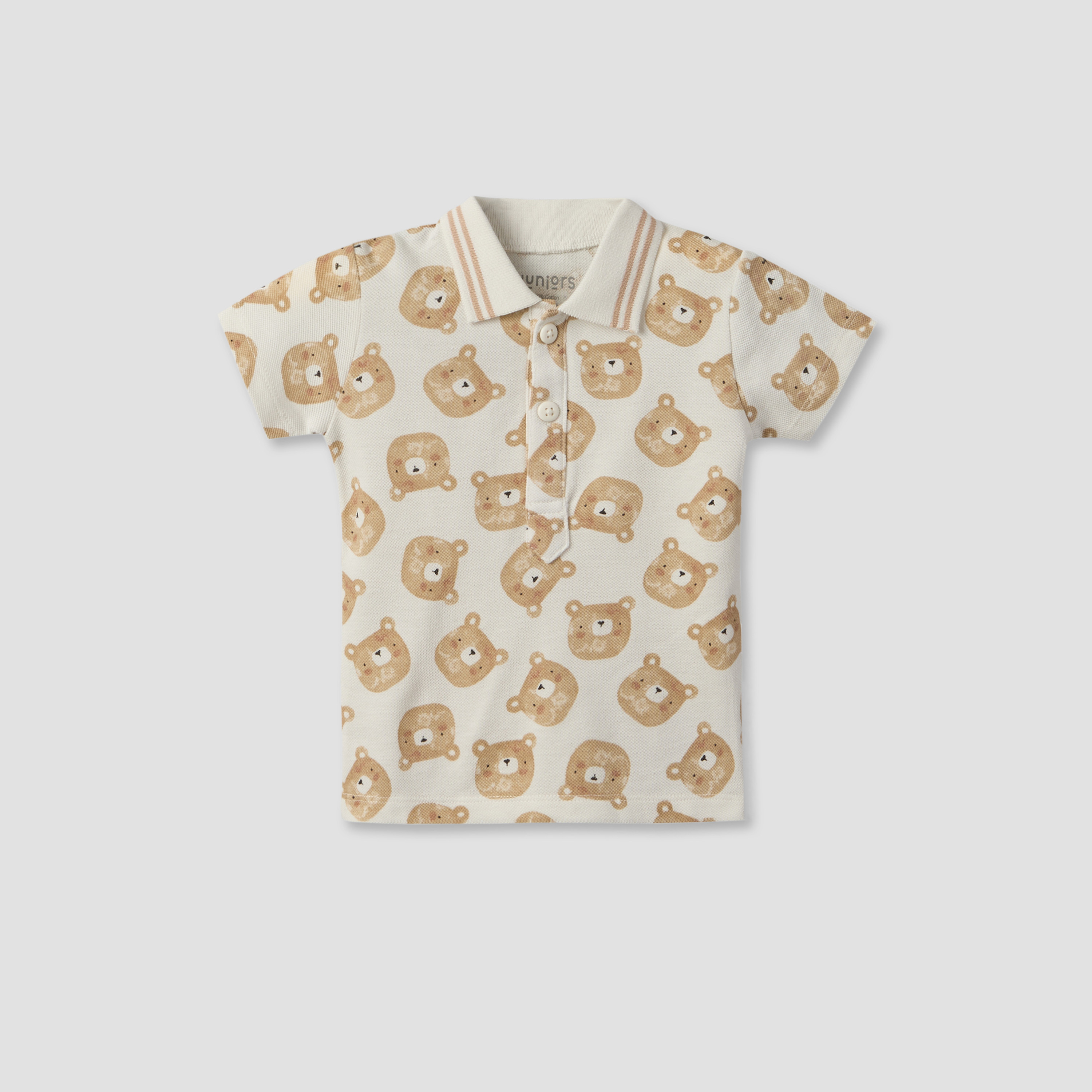 Juniors Collared Short Sleeves Polo T-shirt and Shorts Set with Bear Print-baby-boys-clothing-setsandcoords-image-2