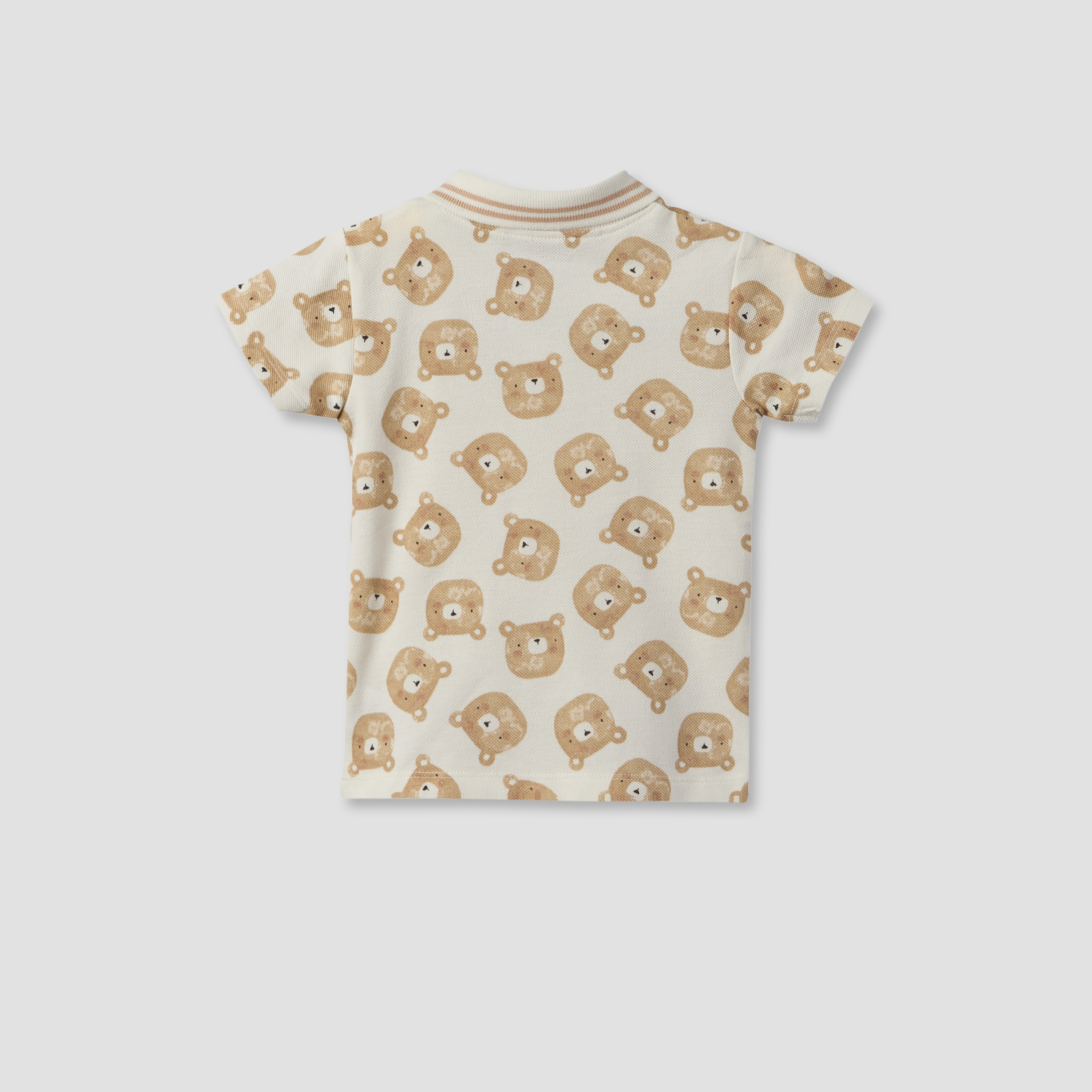 Juniors Collared Short Sleeves Polo T-shirt and Shorts Set with Bear Print-baby-boys-clothing-setsandcoords-image-4
