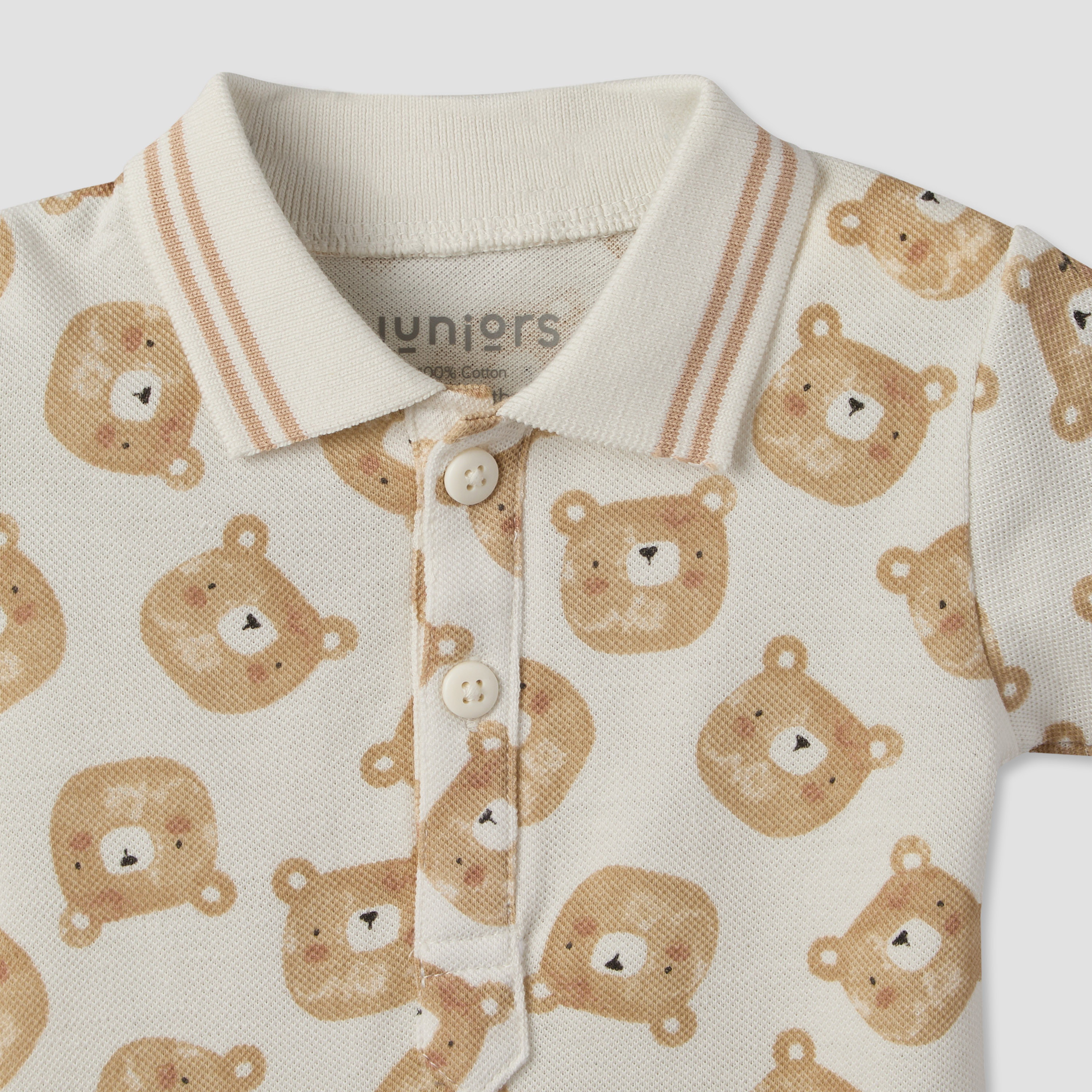 Juniors Collared Short Sleeves Polo T-shirt and Shorts Set with Bear Print-baby-boys-clothing-setsandcoords-image-6
