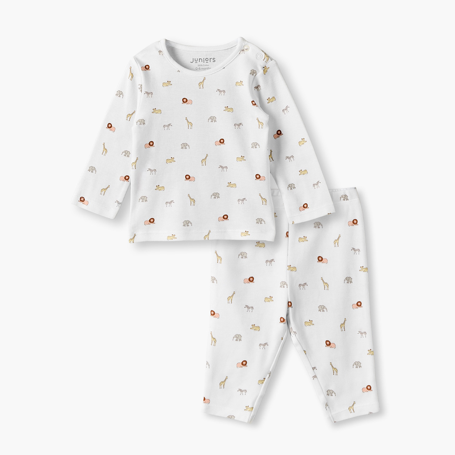 Juniors Cotton Crew Neck Long Sleeves Pyjama Set with Safari Print-baby-boys-clothing-nightwear-pyjamasets-image-1