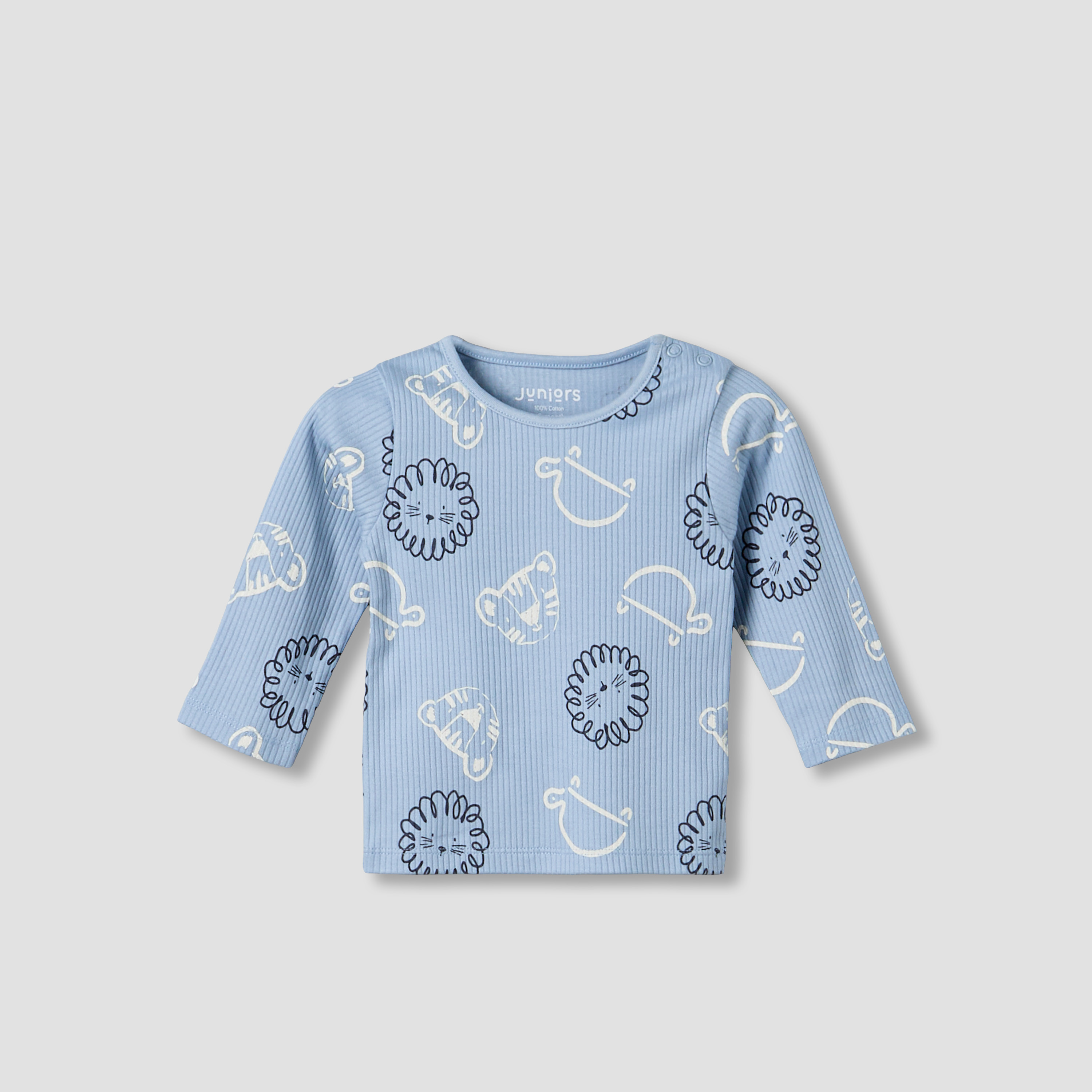 Juniors Cotton Round Neck Long Sleeve Pyjama Set with Elephant Print-promo_babyshop_Buy3for79_QAT130126-image-3