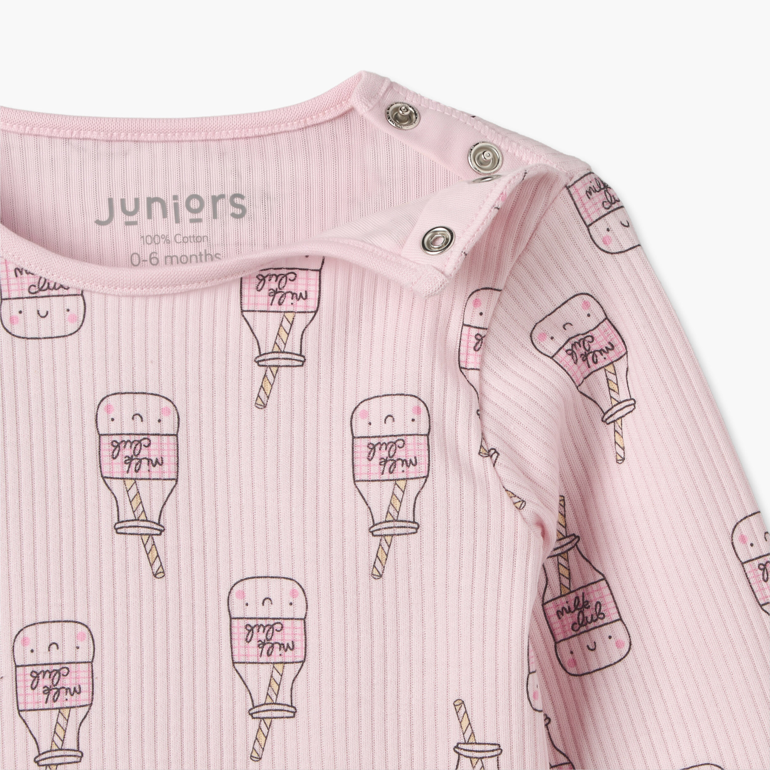 Juniors Cotton Crew Neck Long Sleeves Pyjama Set with Milk Print-baby-girls-clothing-nightwear-pyjamasets-image-6
