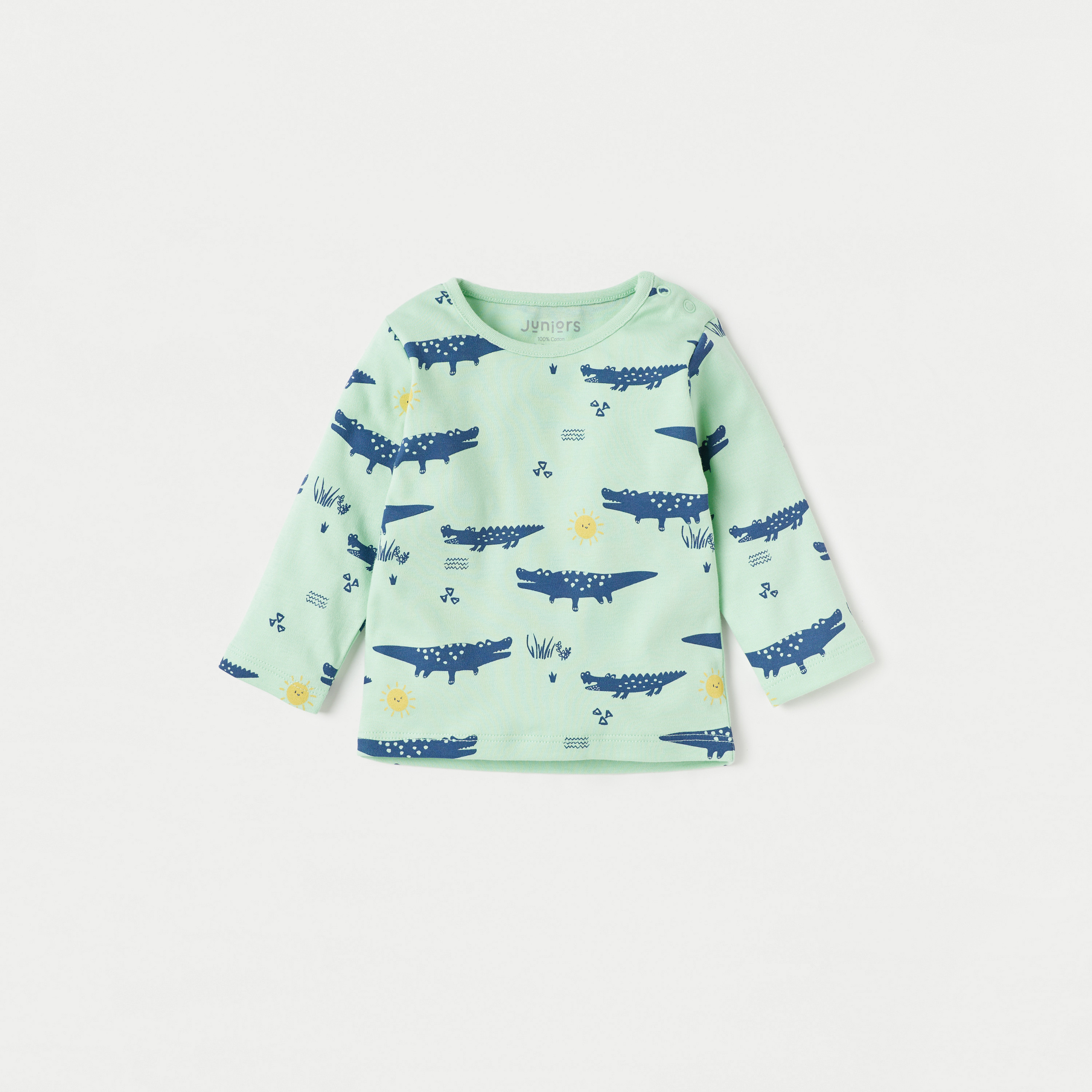 Juniors All-Over Crocodile Print T-shirt and Pyjama Set-baby-boys-clothing-nightwear-pyjamasets-image-2