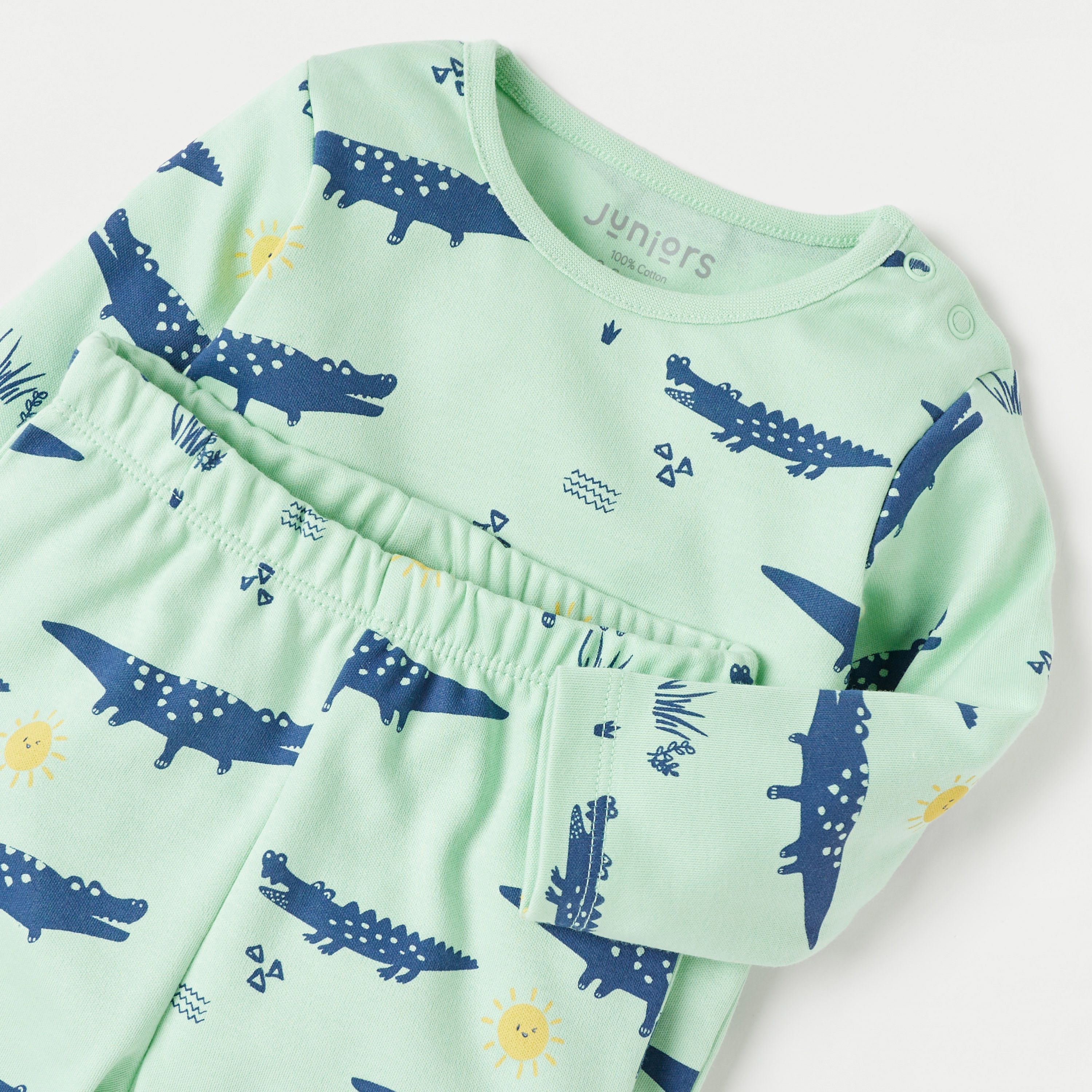 Juniors All-Over Crocodile Print T-shirt and Pyjama Set-baby-boys-clothing-nightwear-pyjamasets-image-4