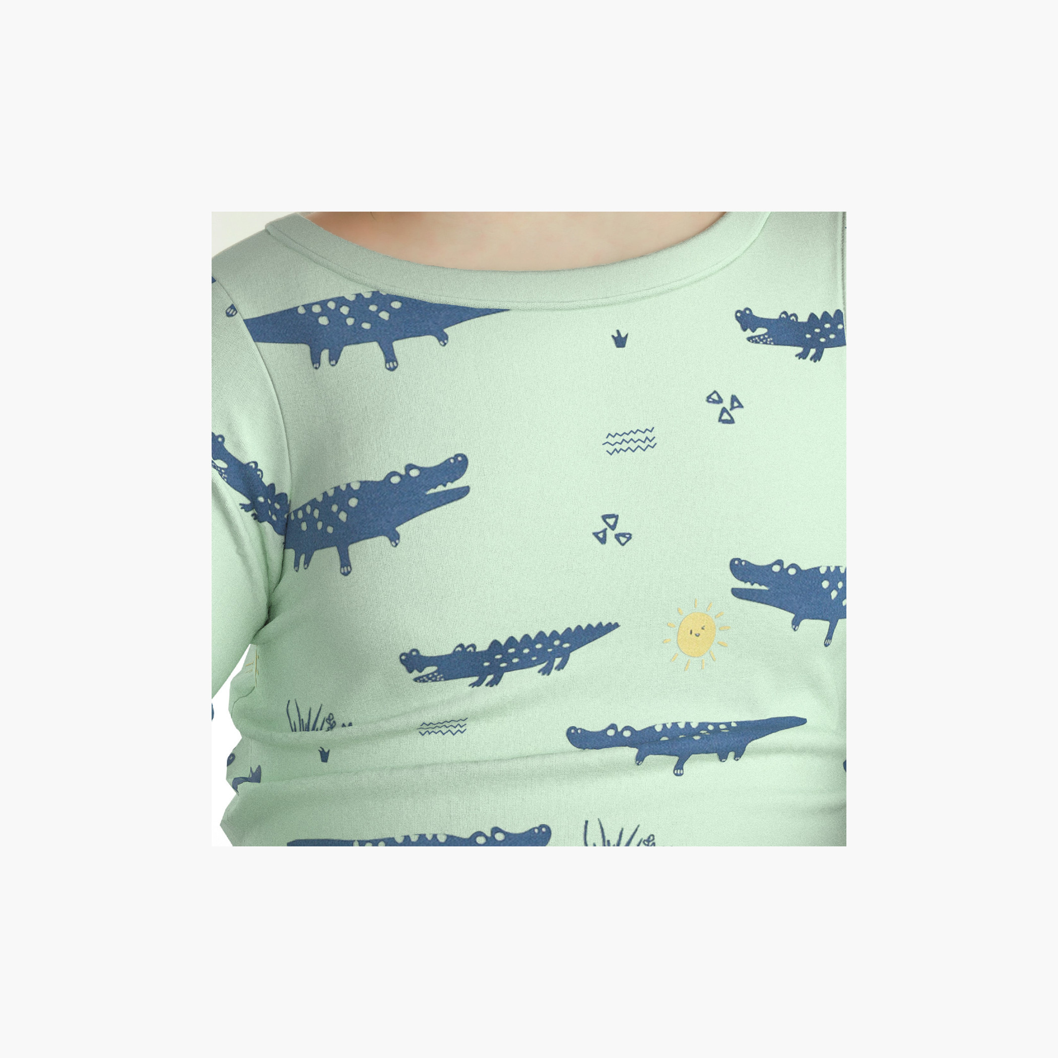 Juniors All-Over Crocodile Print T-shirt and Pyjama Set-baby-boys-clothing-nightwear-pyjamasets-image-8