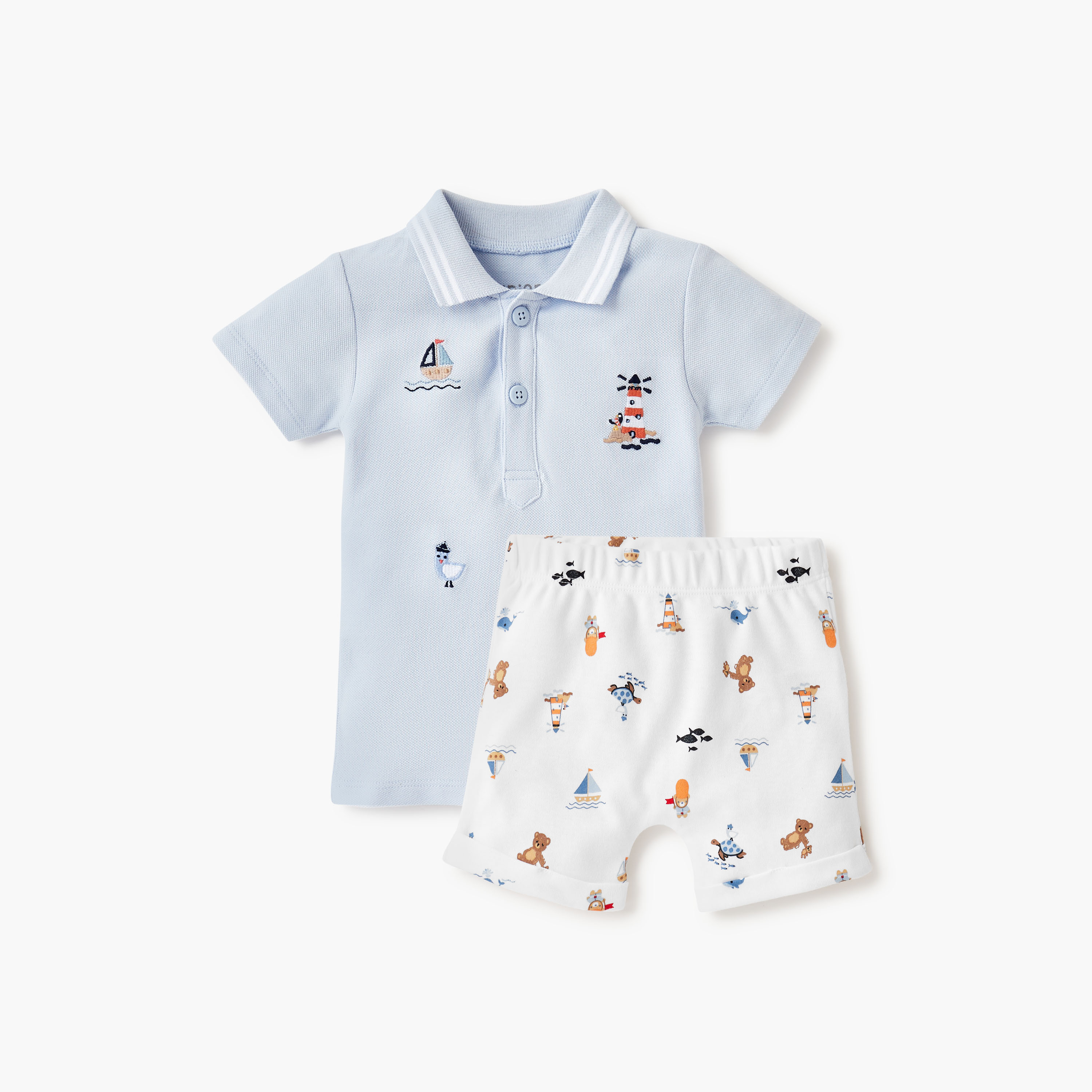طقم شورت بيكيه وتيشيرت مطرز من جونيورز-baby-boys-clothing-setsandcoords-image-1