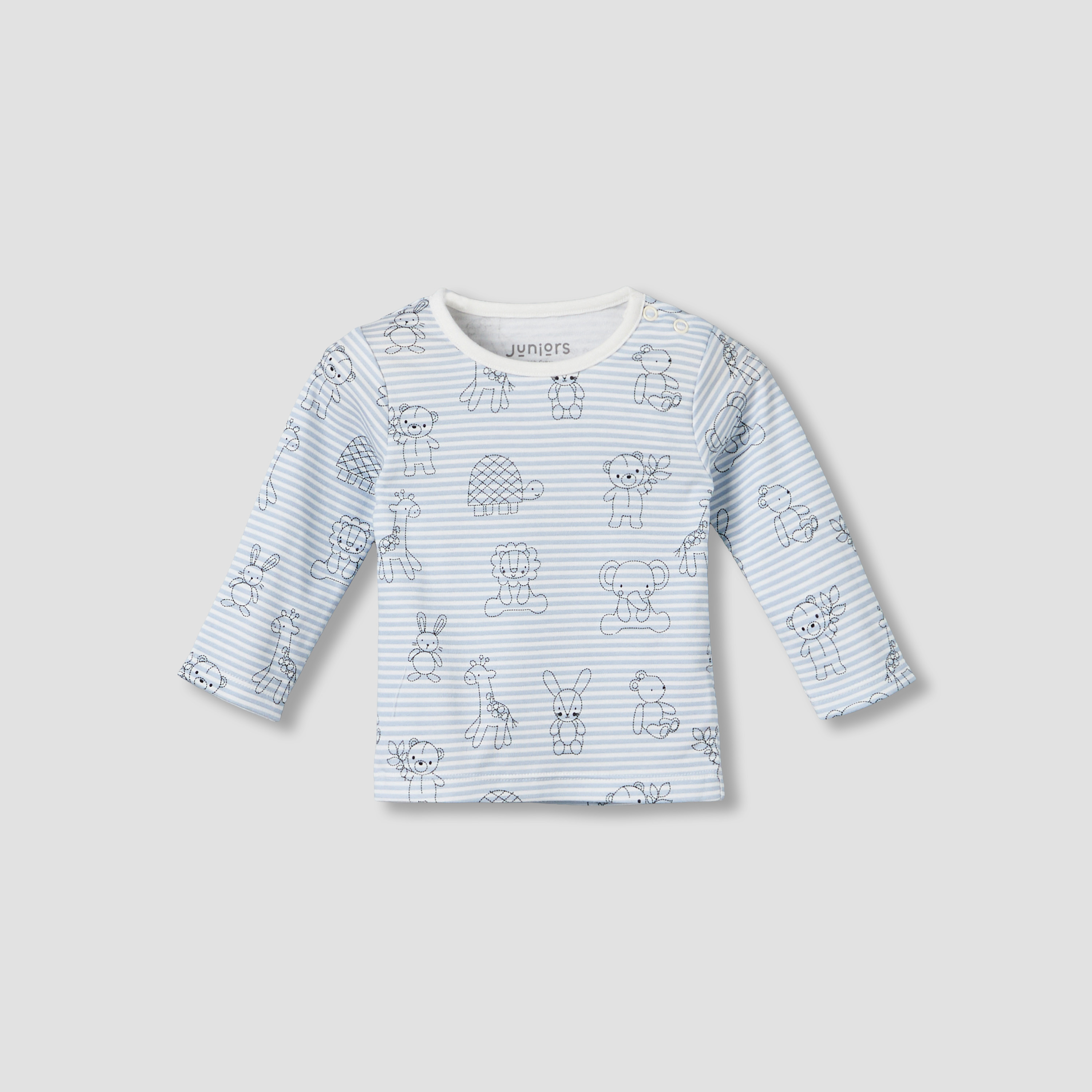 Juniors Cotton Round Neck Long Sleeve Pyjama Set with Elephant Print-baby-boys-clothing-nightwear-pyjamasets-image-3