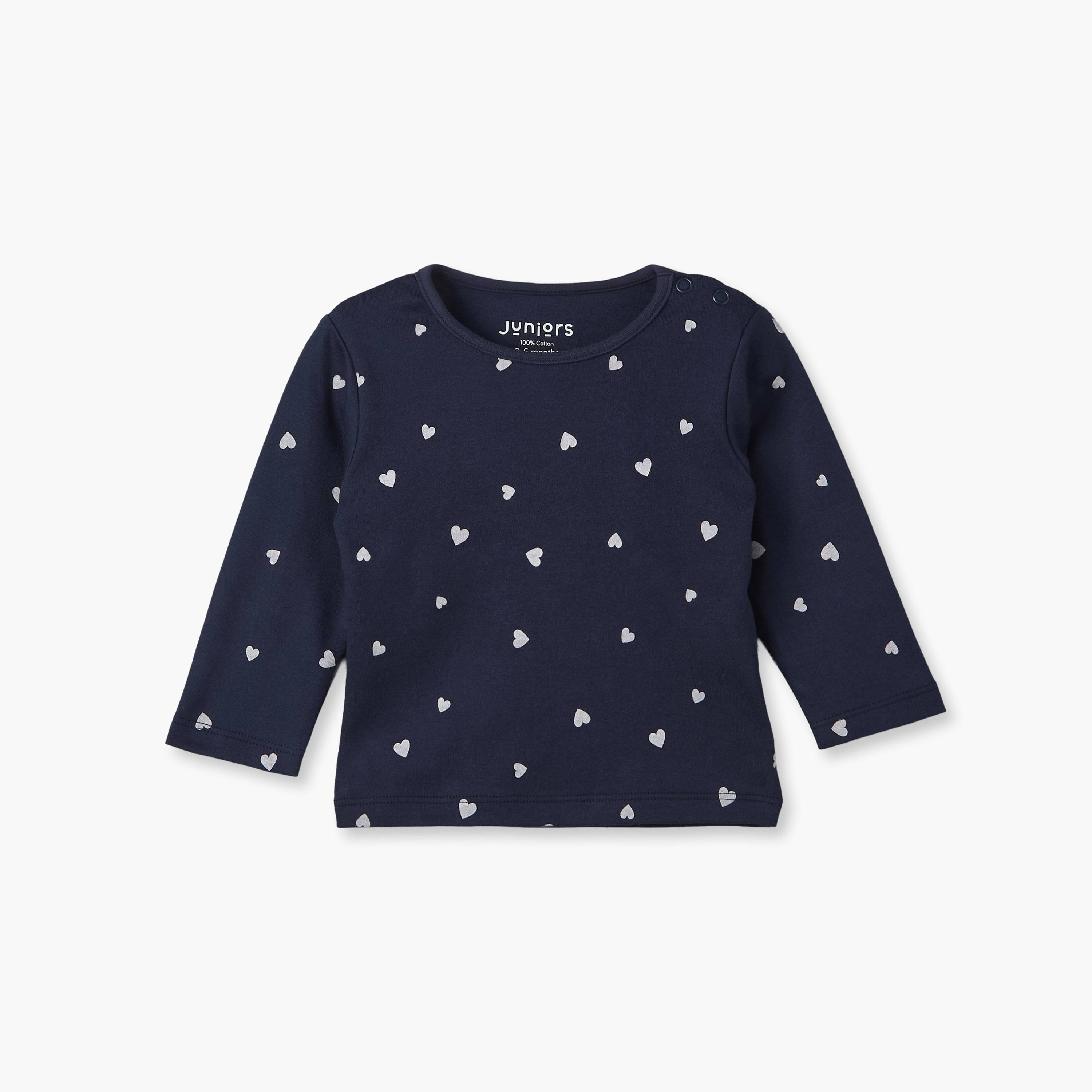 Juniors Cotton Crew Neck Long Sleeves Pyjama Set with Heart Print-baby-girls-clothing-nightwear-pyjamasets-image-3