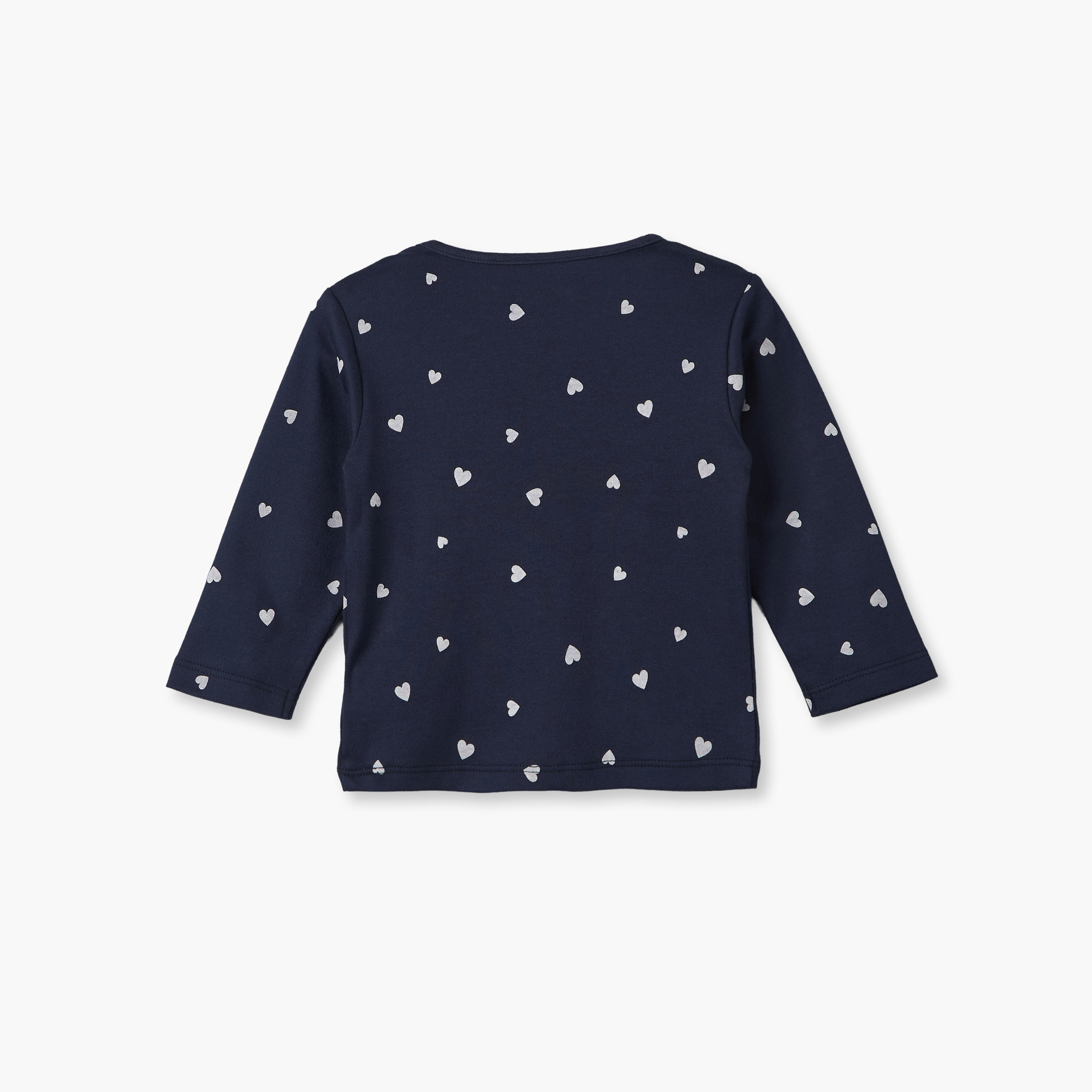 Juniors Cotton Crew Neck Long Sleeves Pyjama Set with Heart Print-baby-girls-clothing-nightwear-pyjamasets-image-4