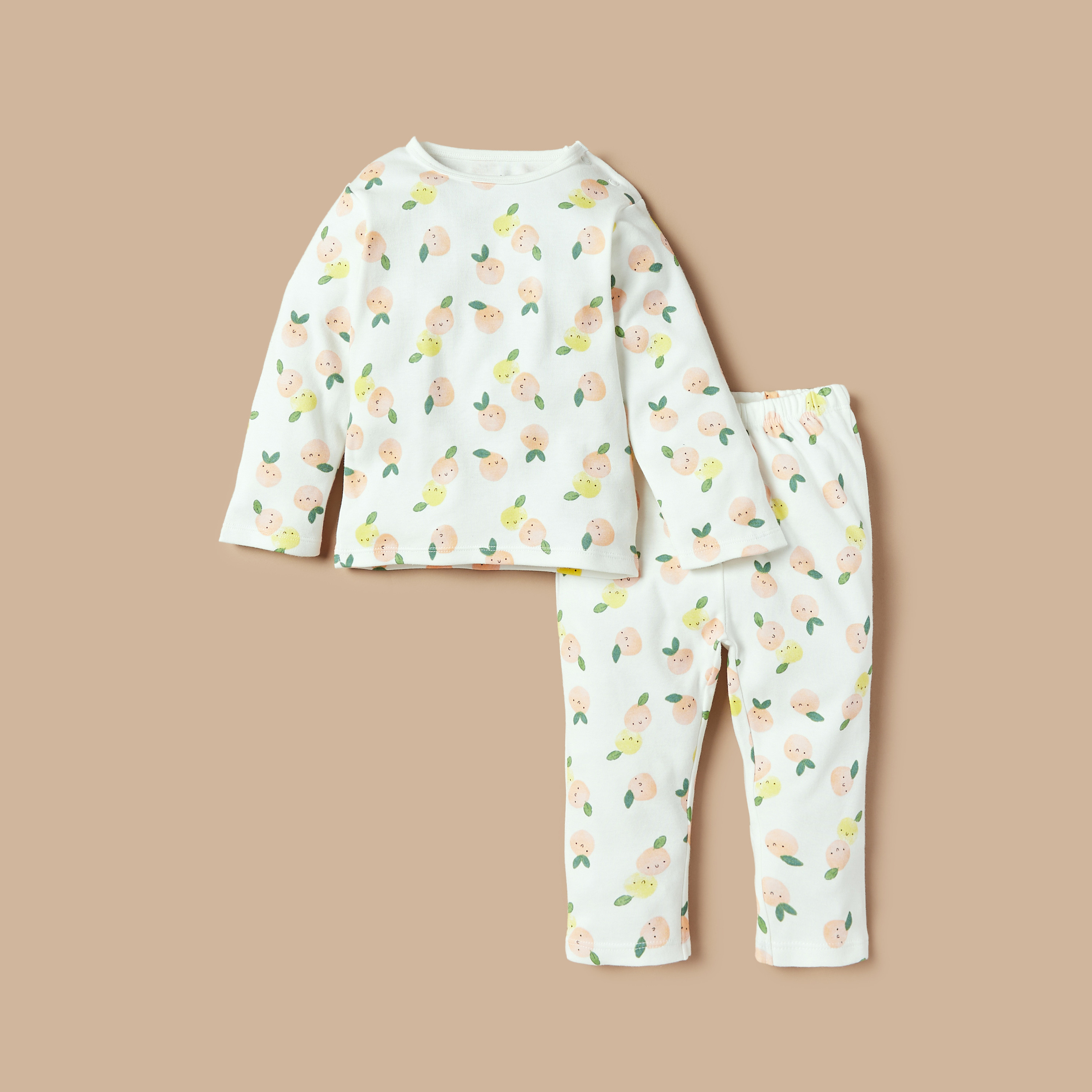 Juniors All-Over Fruits Print Long Sleeves T-shirt and Pyjama Set-baby-girls-clothing-nightwear-pyjamasets-image-1