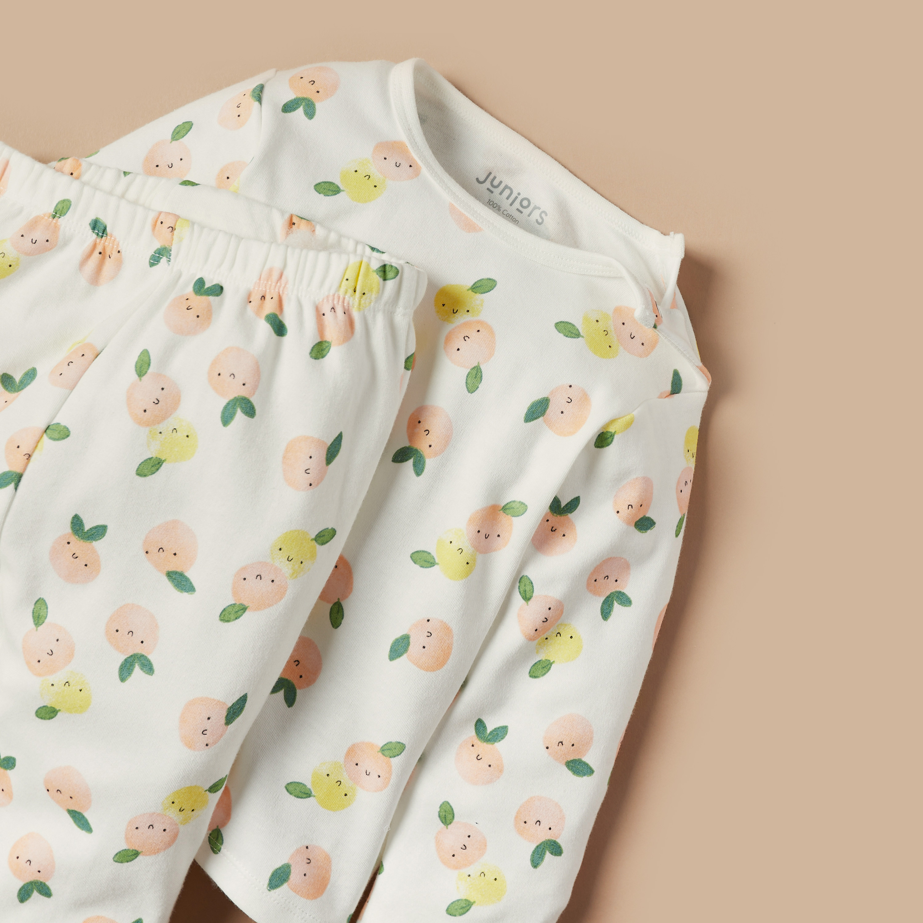 Juniors All-Over Fruits Print Long Sleeves T-shirt and Pyjama Set-baby-girls-clothing-nightwear-pyjamasets-image-2