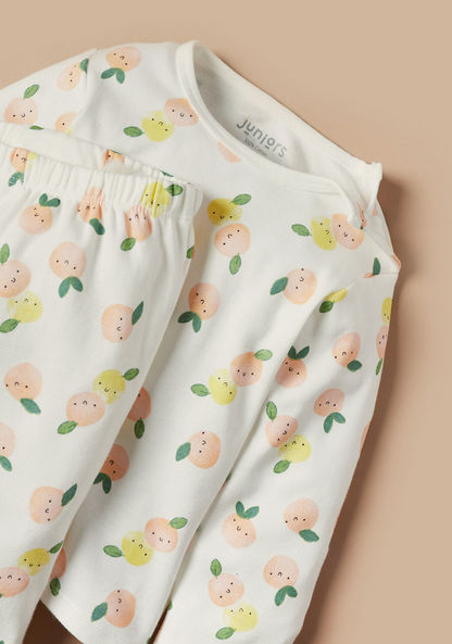 Juniors All-Over Fruits Print Long Sleeves T-shirt and Pyjama Set-Pyjama Sets-image-1
