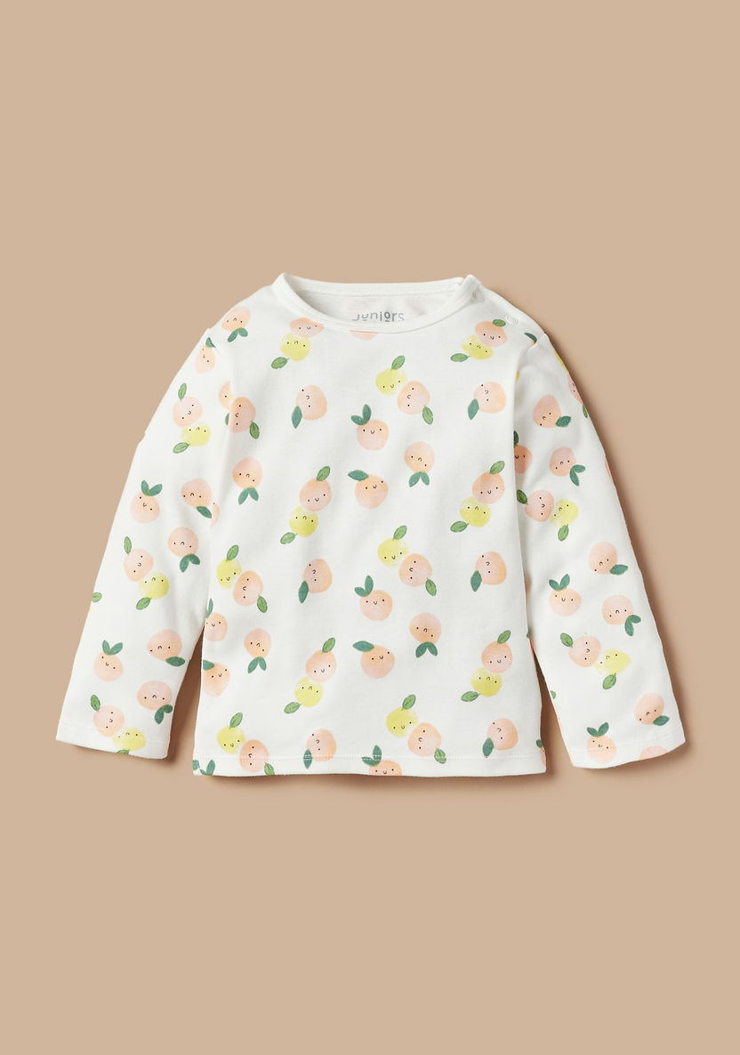 Juniors All-Over Fruits Print Long Sleeves T-shirt and Pyjama Set-Pyjama Sets-image-3