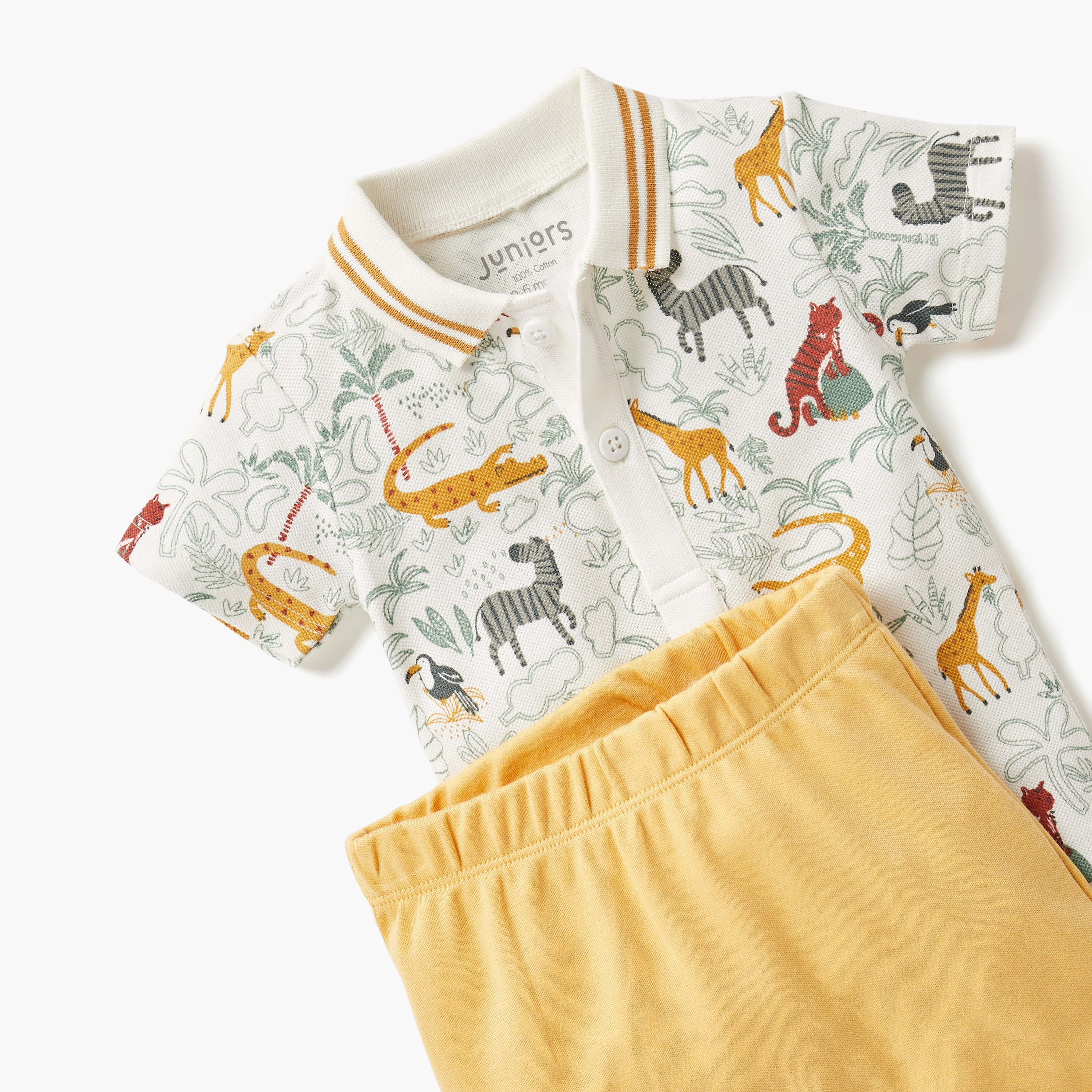 طقم تيشيرت بولو و شورت بطبعات حيوانات من جونيورز-baby-boys-clothing-setsandcoords-image-3