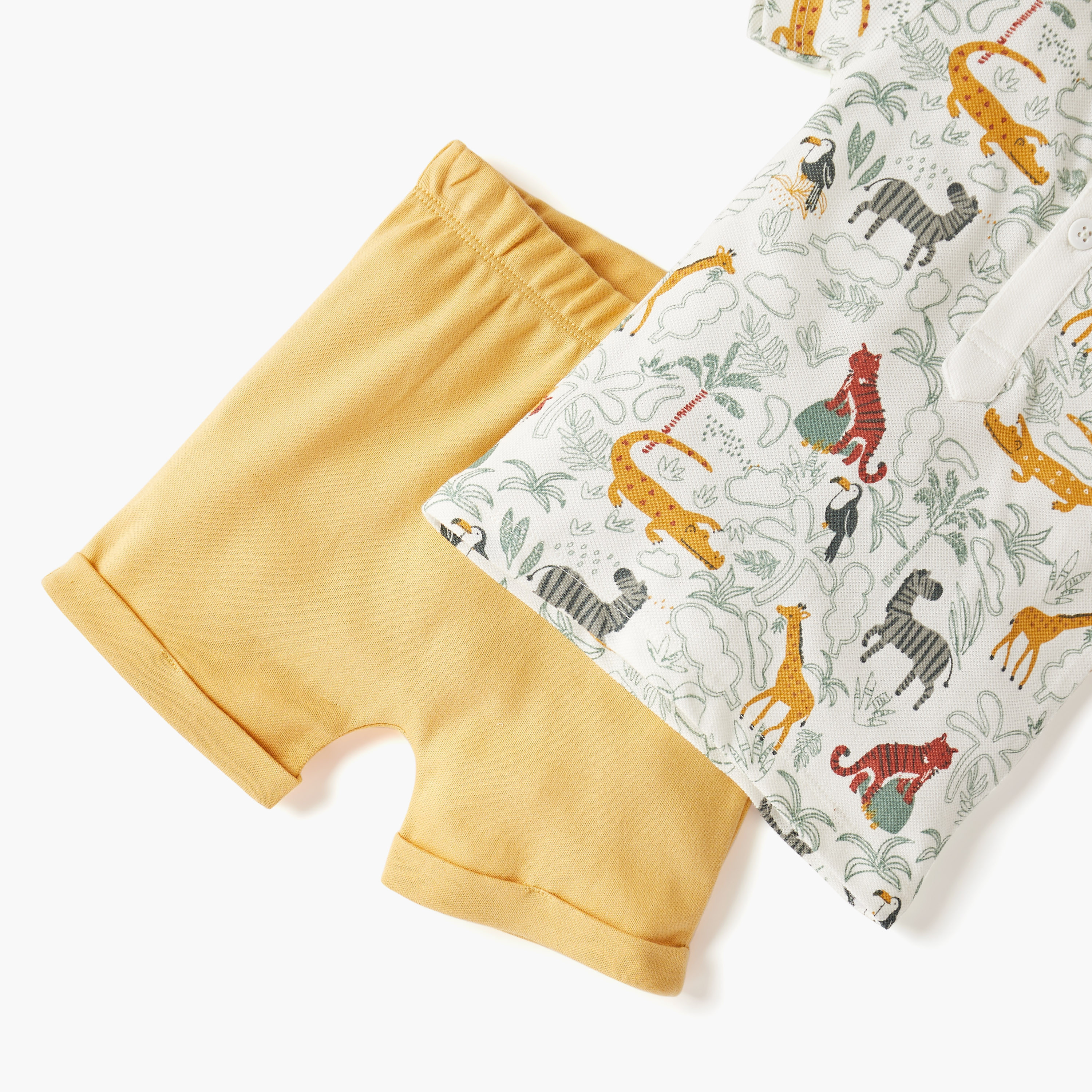 طقم تيشيرت بولو و شورت بطبعات حيوانات من جونيورز-baby-boys-clothing-setsandcoords-image-4
