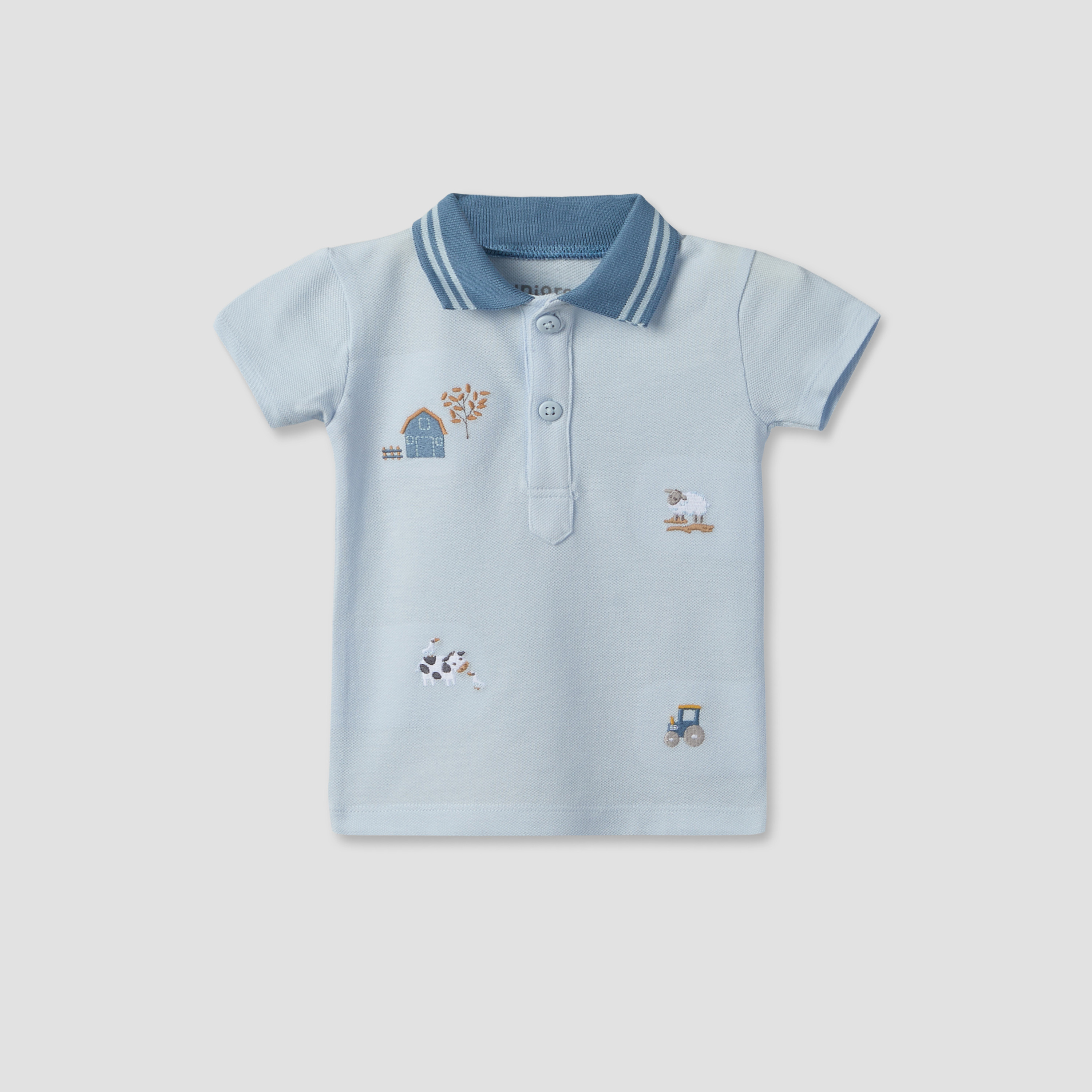 Juniors Collared Short Sleeves Polo T-shirt and Shorts Set with Embroidery-baby-boys-clothing-setsandcoords-image-2