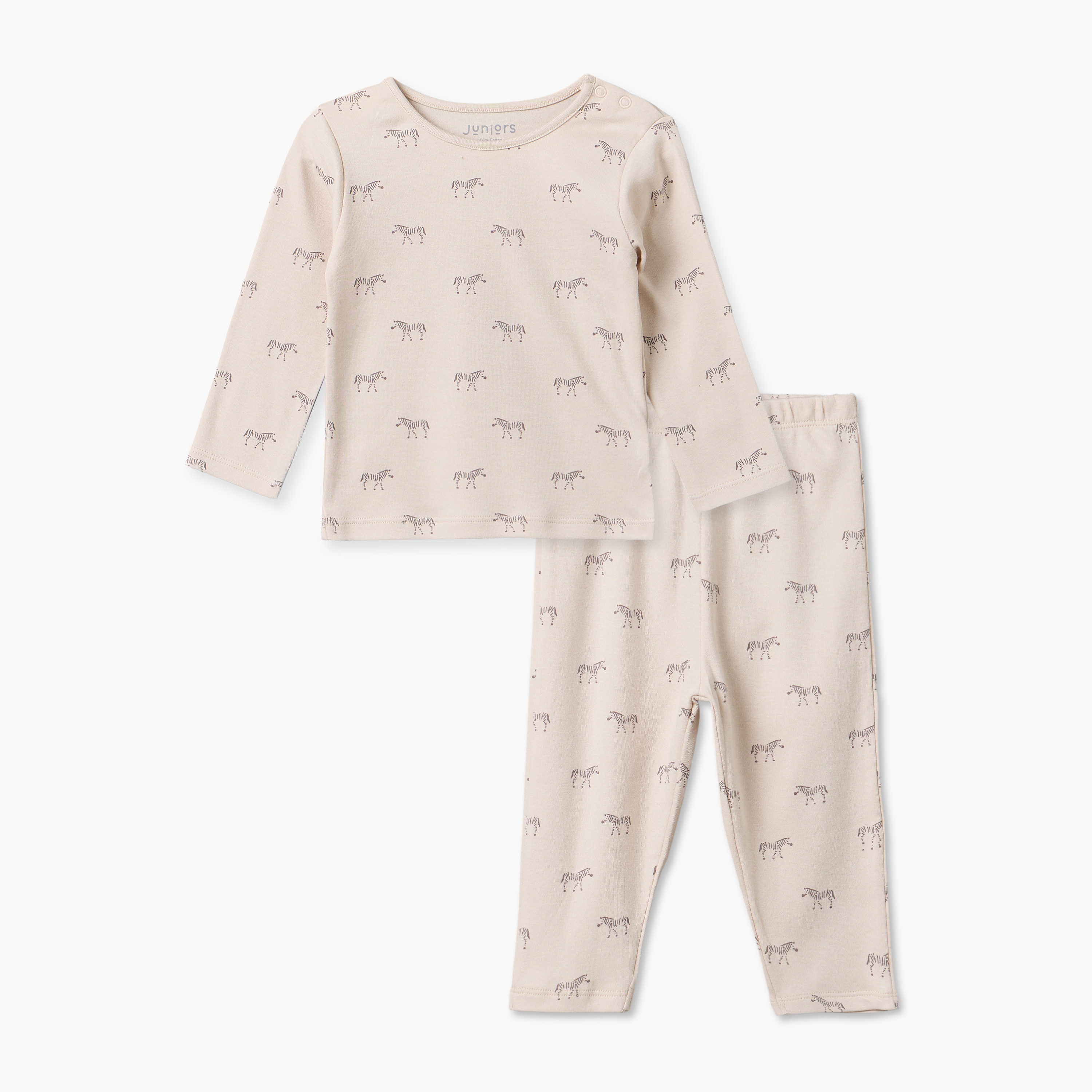 طقم بيجاما قطن بياقة ضيقة وأكمام طويلة وطبعات من جونيورز-baby-boys-clothing-nightwear-pyjamasets-image-2