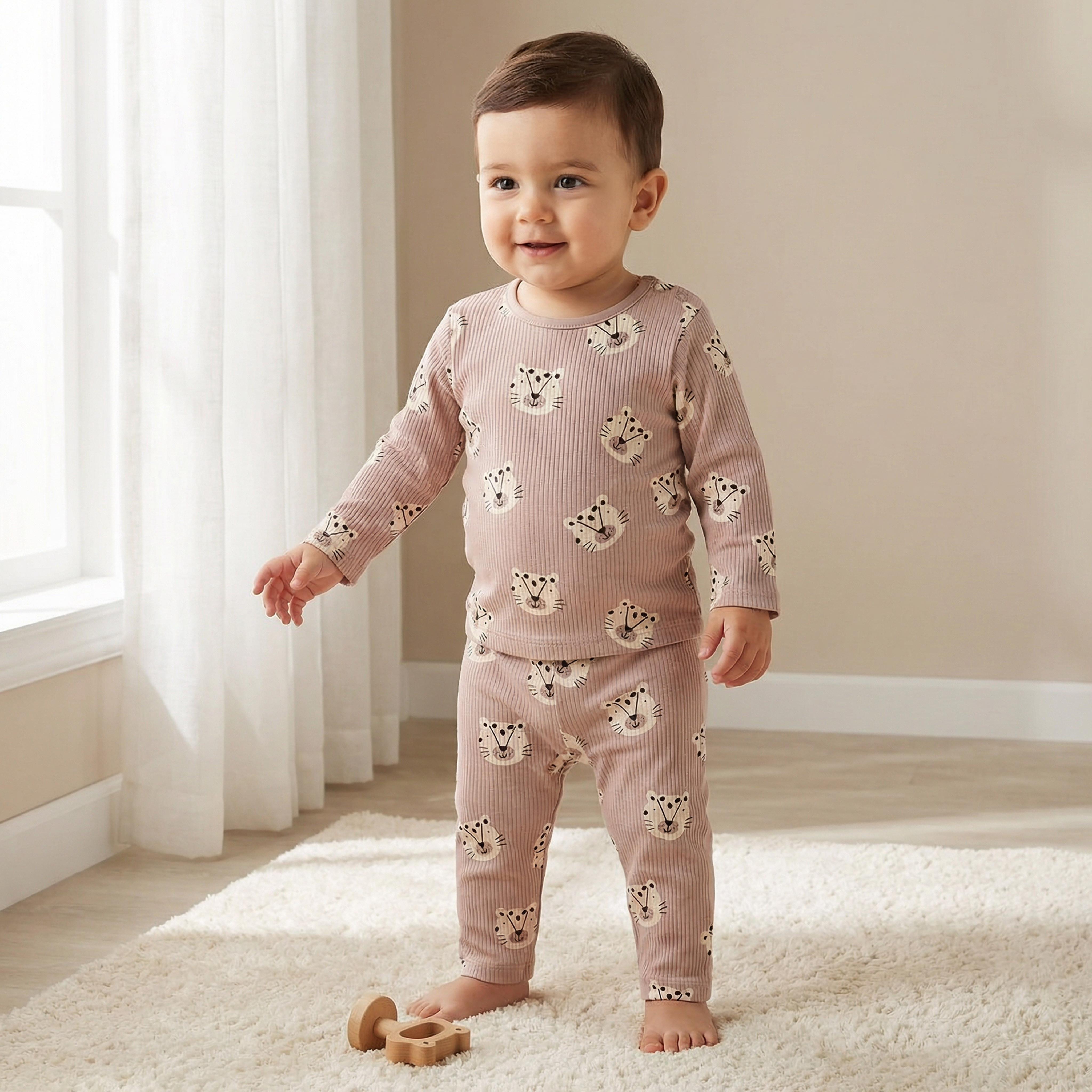 Juniors Cotton Round Neck Long Sleeve Pyjama Set with Elephant Print-promo_babyshop_Buy3for79_BAH130126-image-1