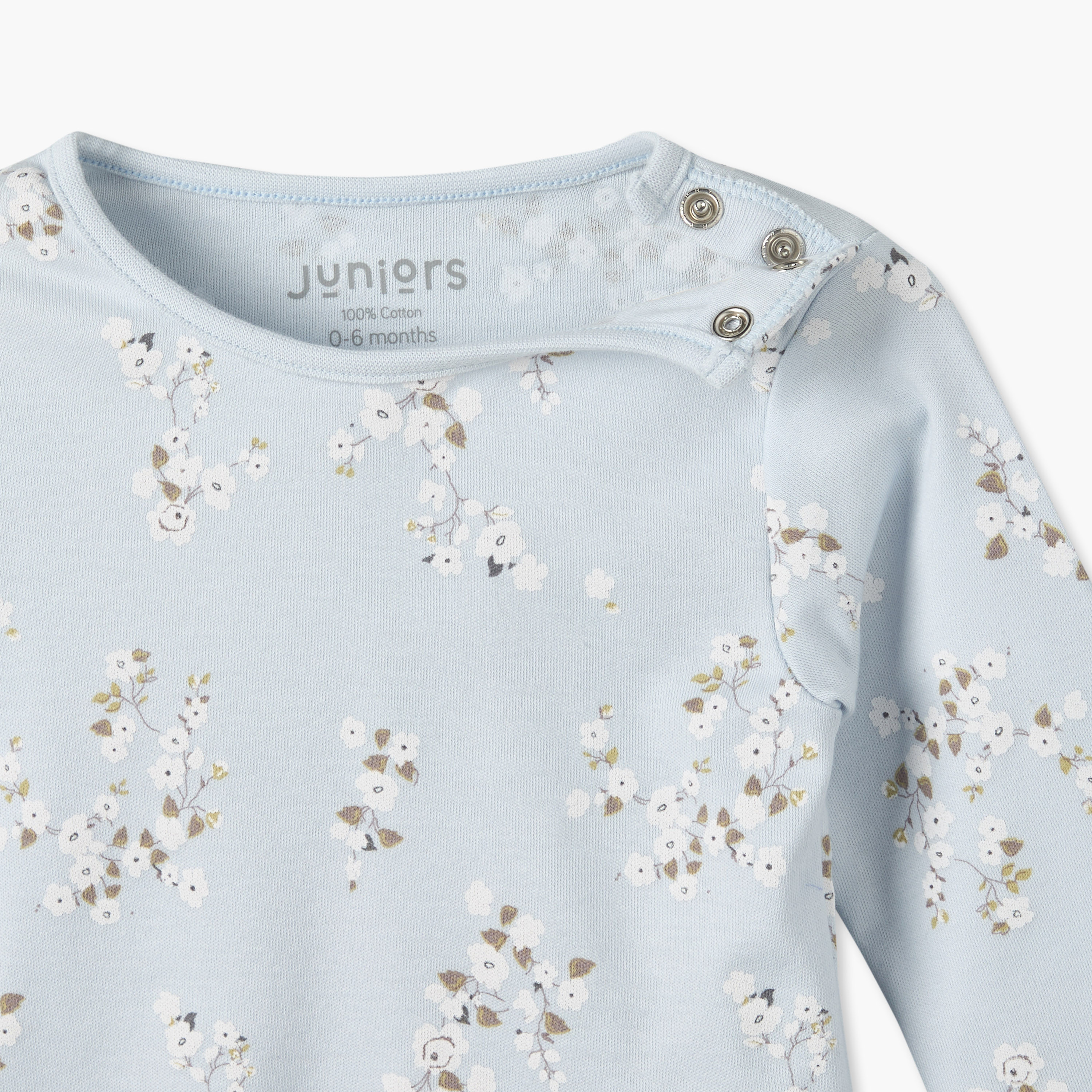 طقم بيجاما قطن بياقة ضيقة وأكمام طويلة وطبعات زهرية من جونيورز-baby-girls-clothing-nightwear-pyjamasets-image-6
