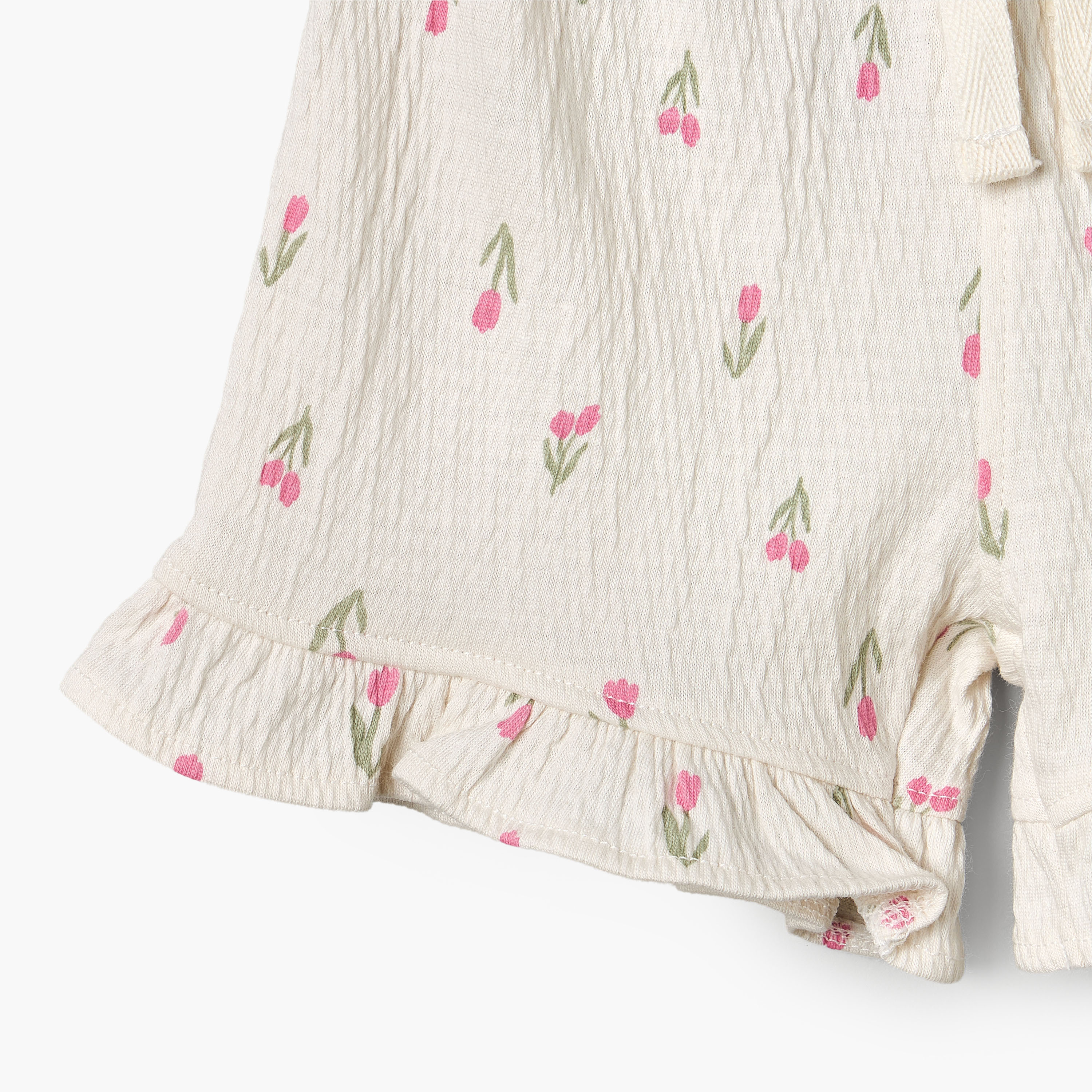 Juniors Crew Neck Short Sleeves Top and Shorts Set with Tulip Print-baby-girls-clothing-setsandcoords-image-10