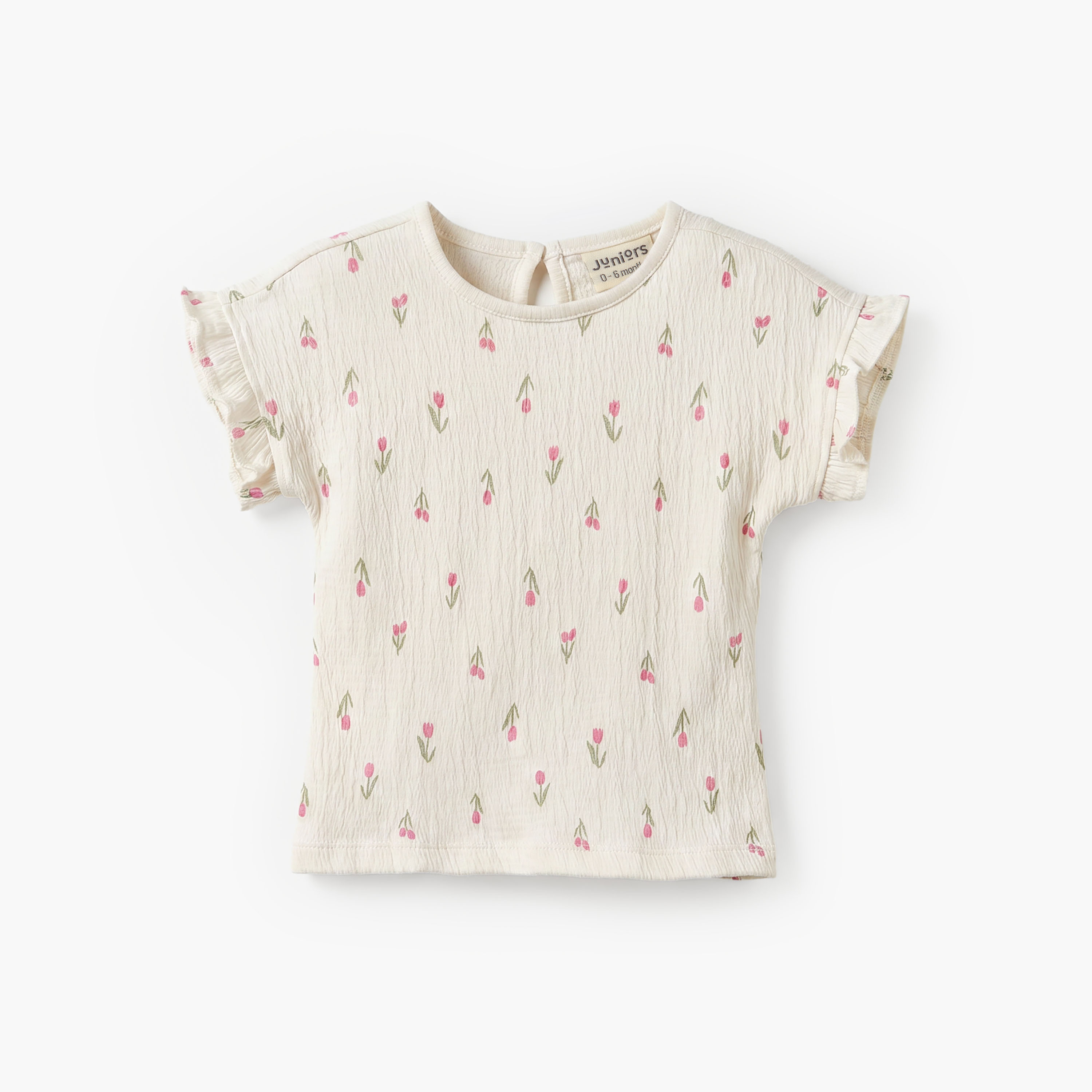 Juniors Crew Neck Short Sleeves Top and Shorts Set with Tulip Print-baby-girls-clothing-setsandcoords-image-3