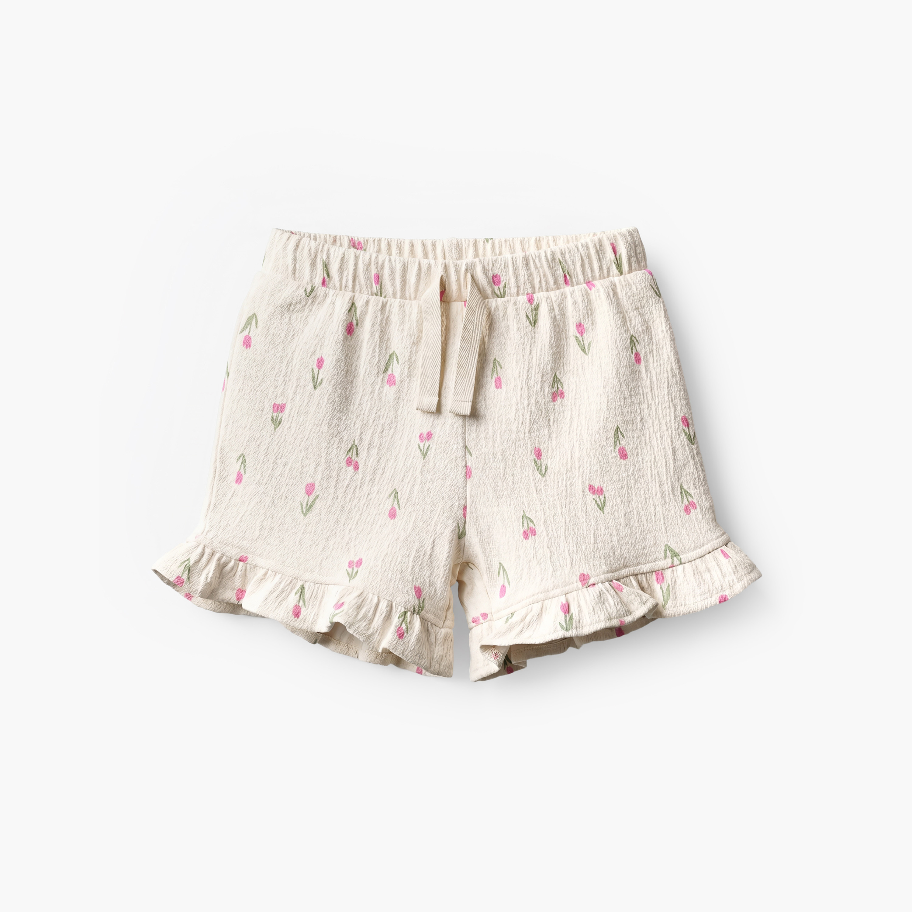 Juniors Crew Neck Short Sleeves Top and Shorts Set with Tulip Print-baby-girls-clothing-setsandcoords-image-4