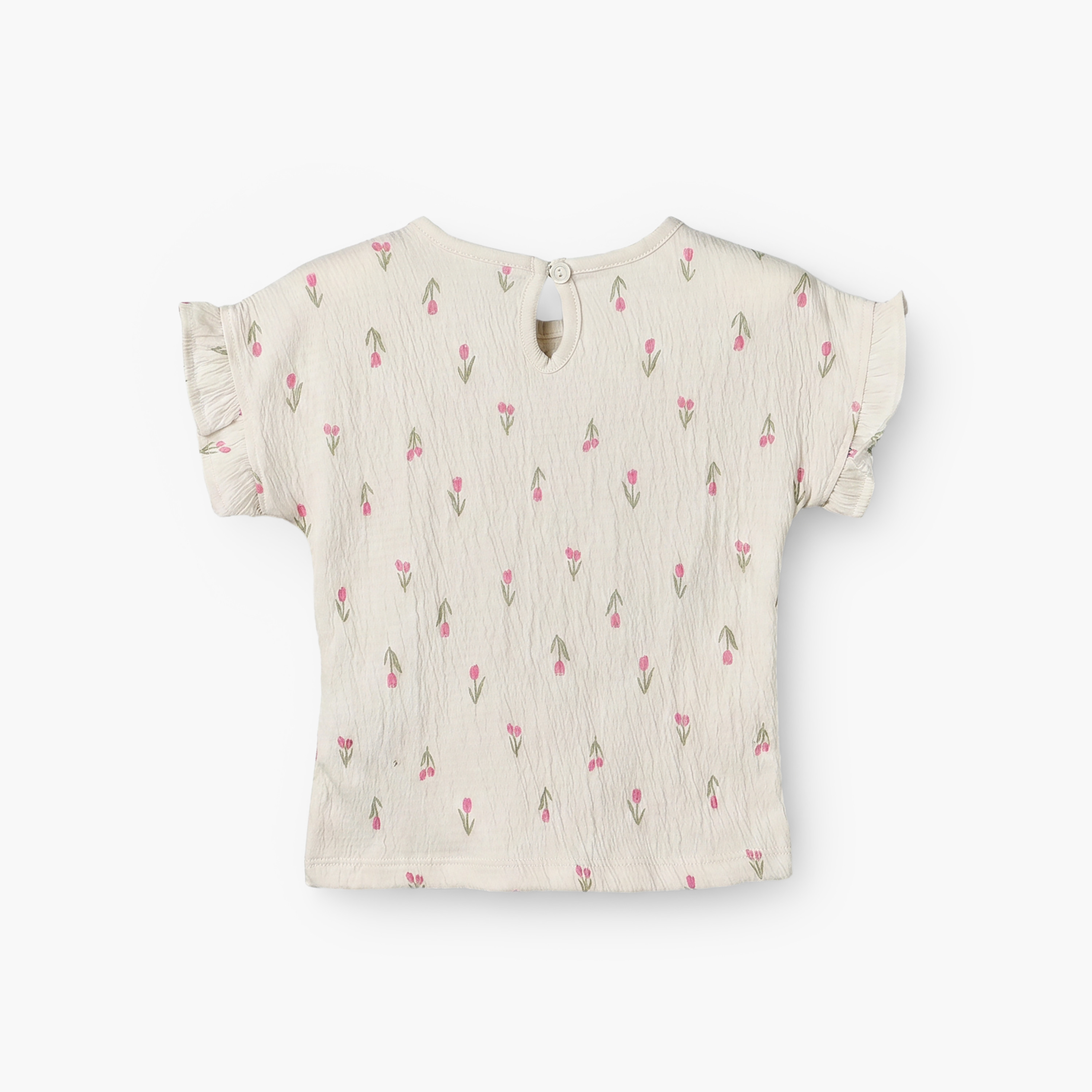 Juniors Crew Neck Short Sleeves Top and Shorts Set with Tulip Print-baby-girls-clothing-setsandcoords-image-5