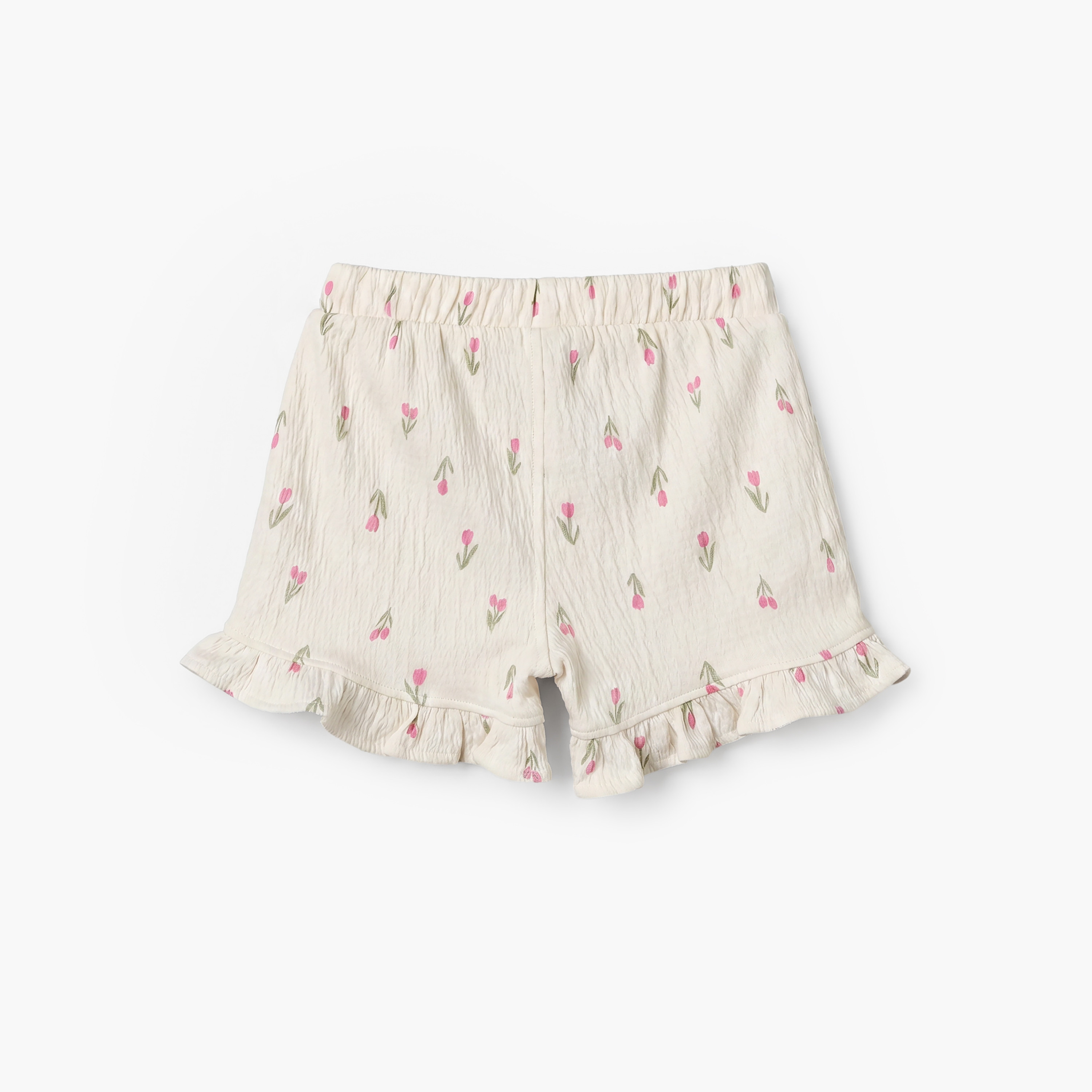 Juniors Crew Neck Short Sleeves Top and Shorts Set with Tulip Print-baby-girls-clothing-setsandcoords-image-6